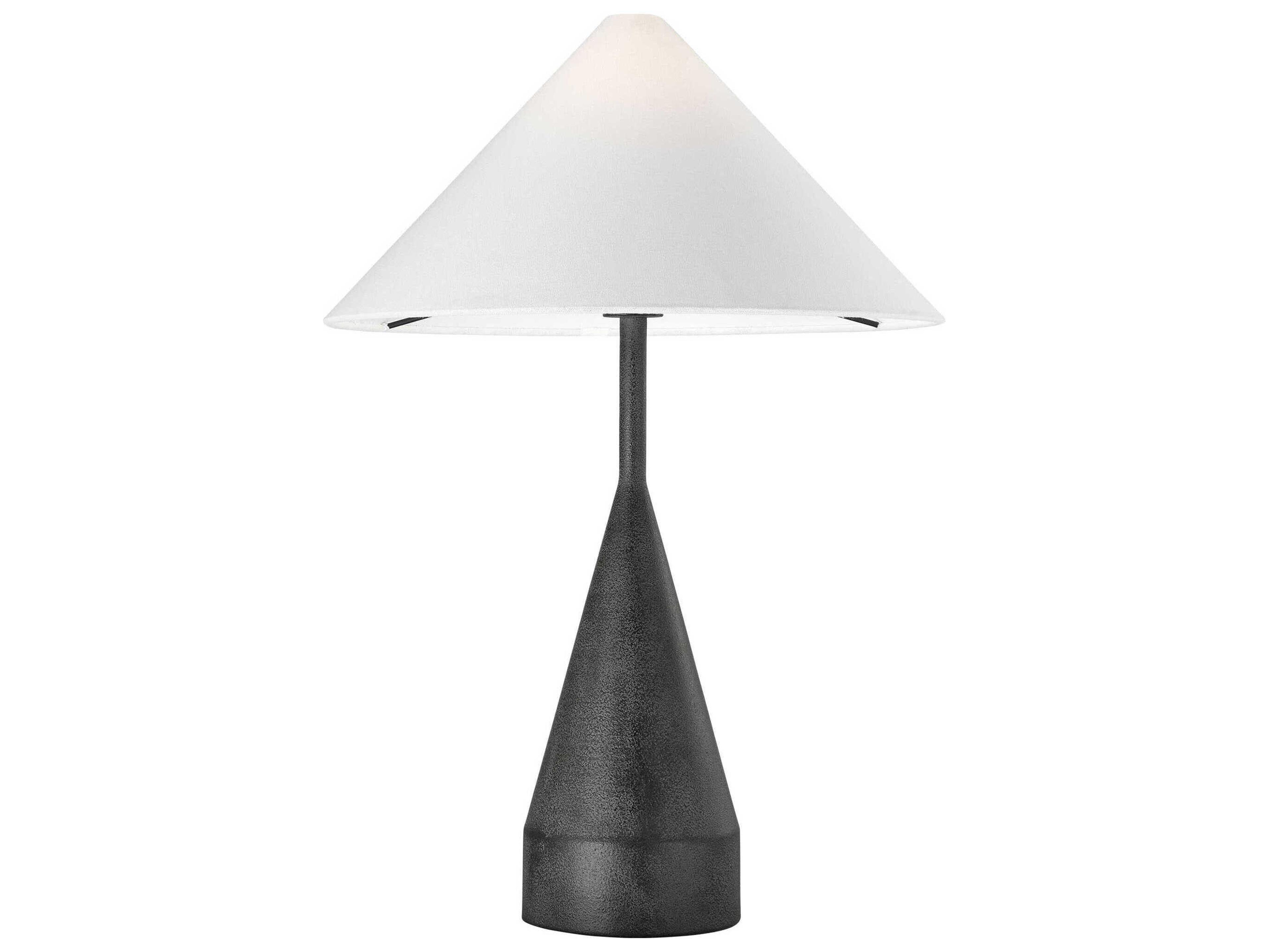 Table Lamp Brachion Black Pearl White Linen Shade