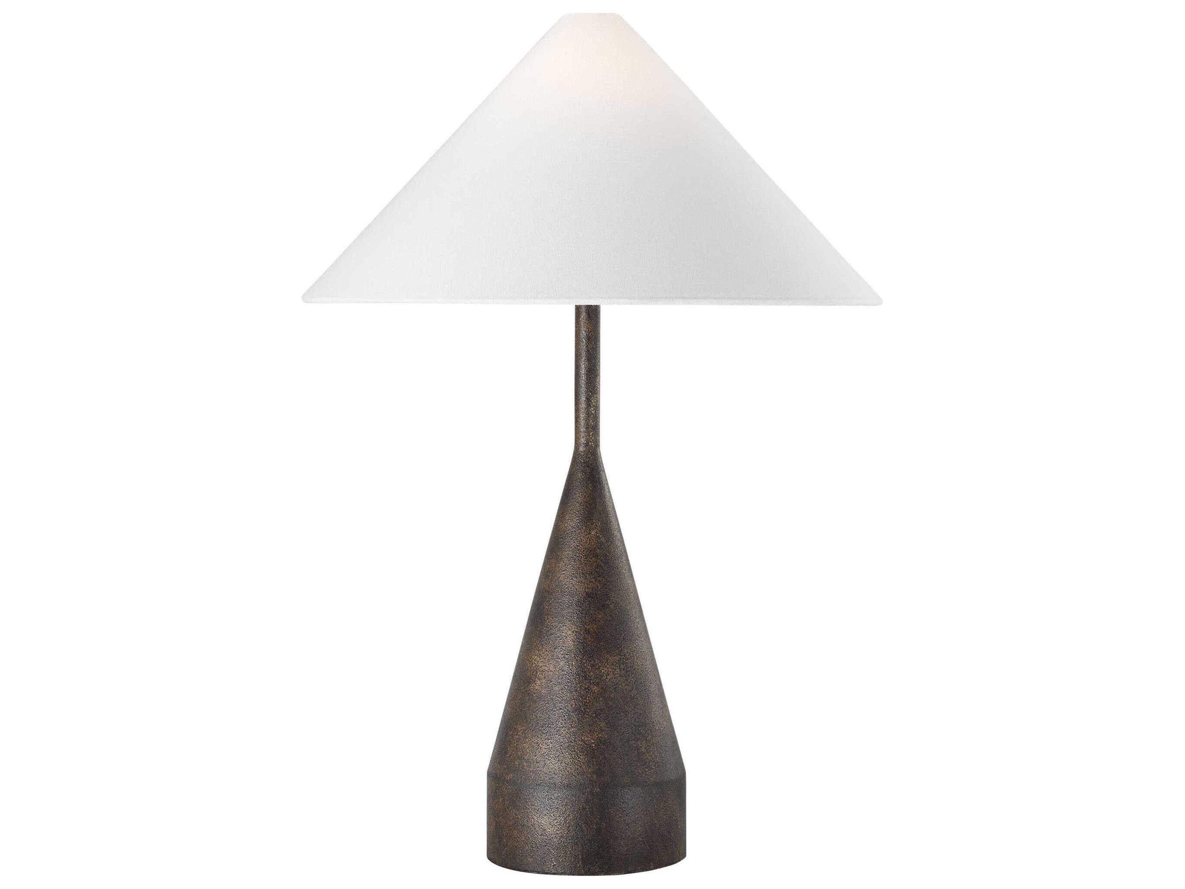 Visual Comfort Studio Brachion Rustic Bronze White Linen Fabric Buffet Lamp