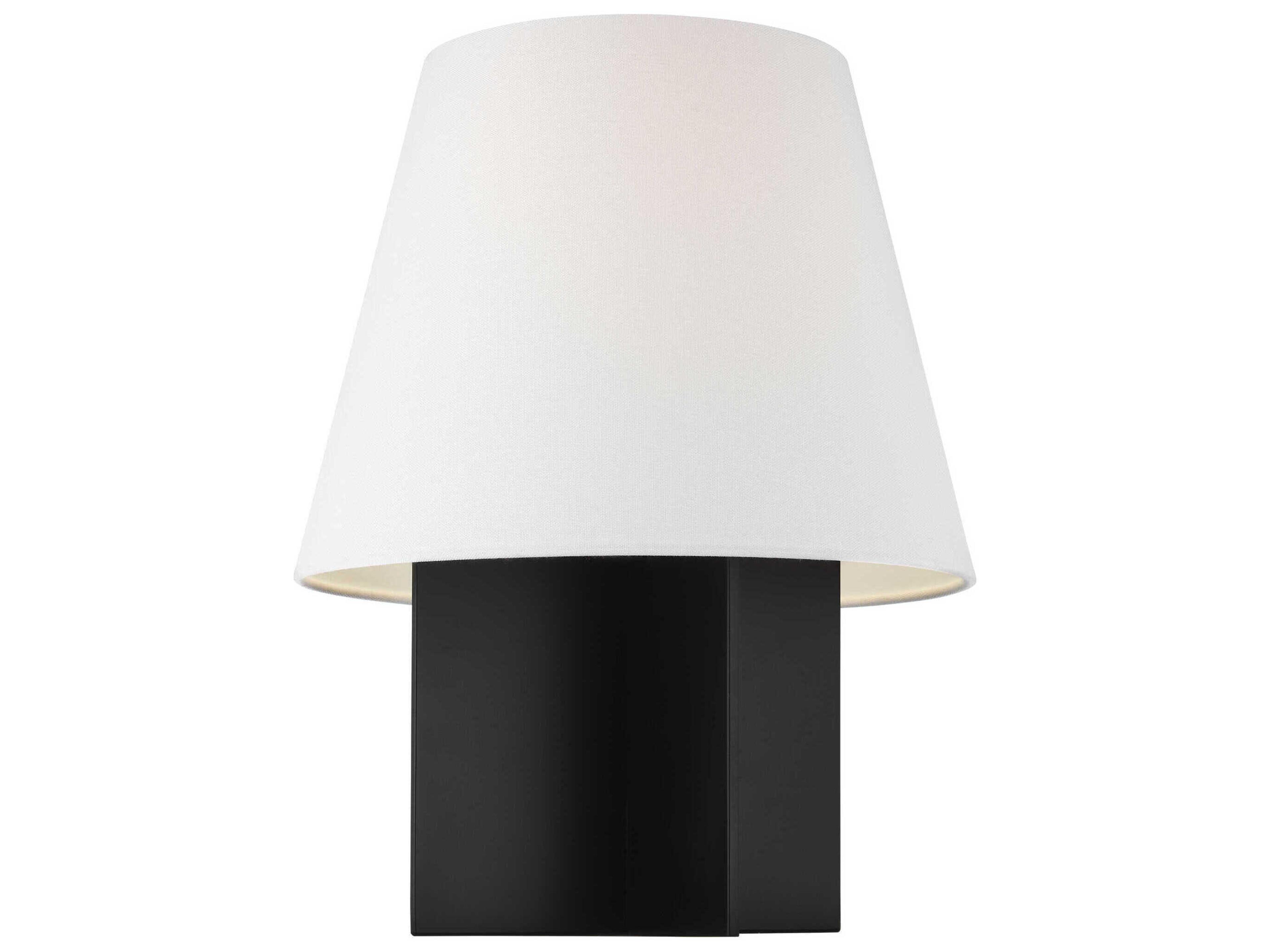 Visual Comfort Studio Blocco Midnight Black White Linen Fabric Table Lamp