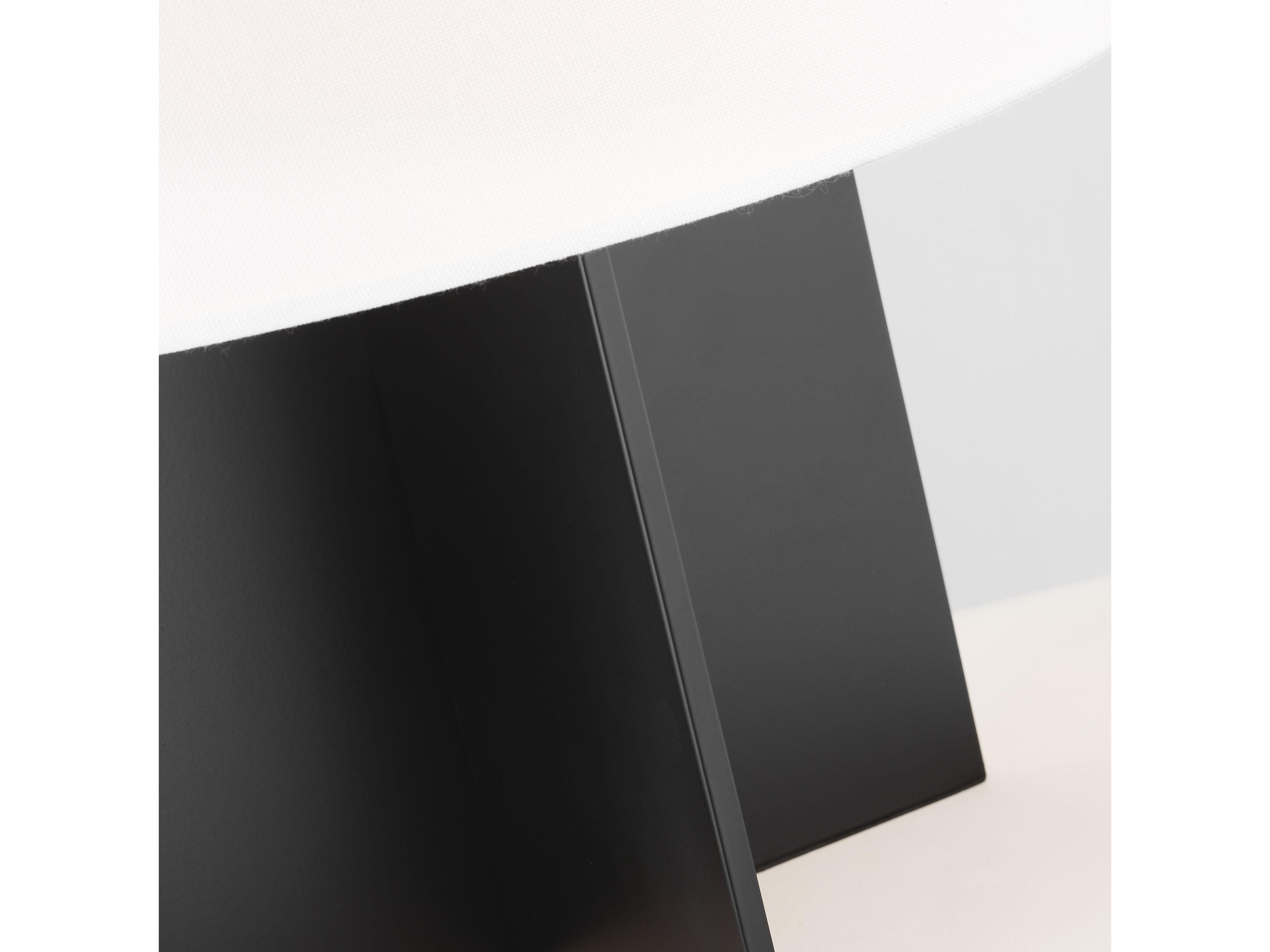 Visual Comfort Studio Blocco Midnight Black White Linen Fabric Table Lamp