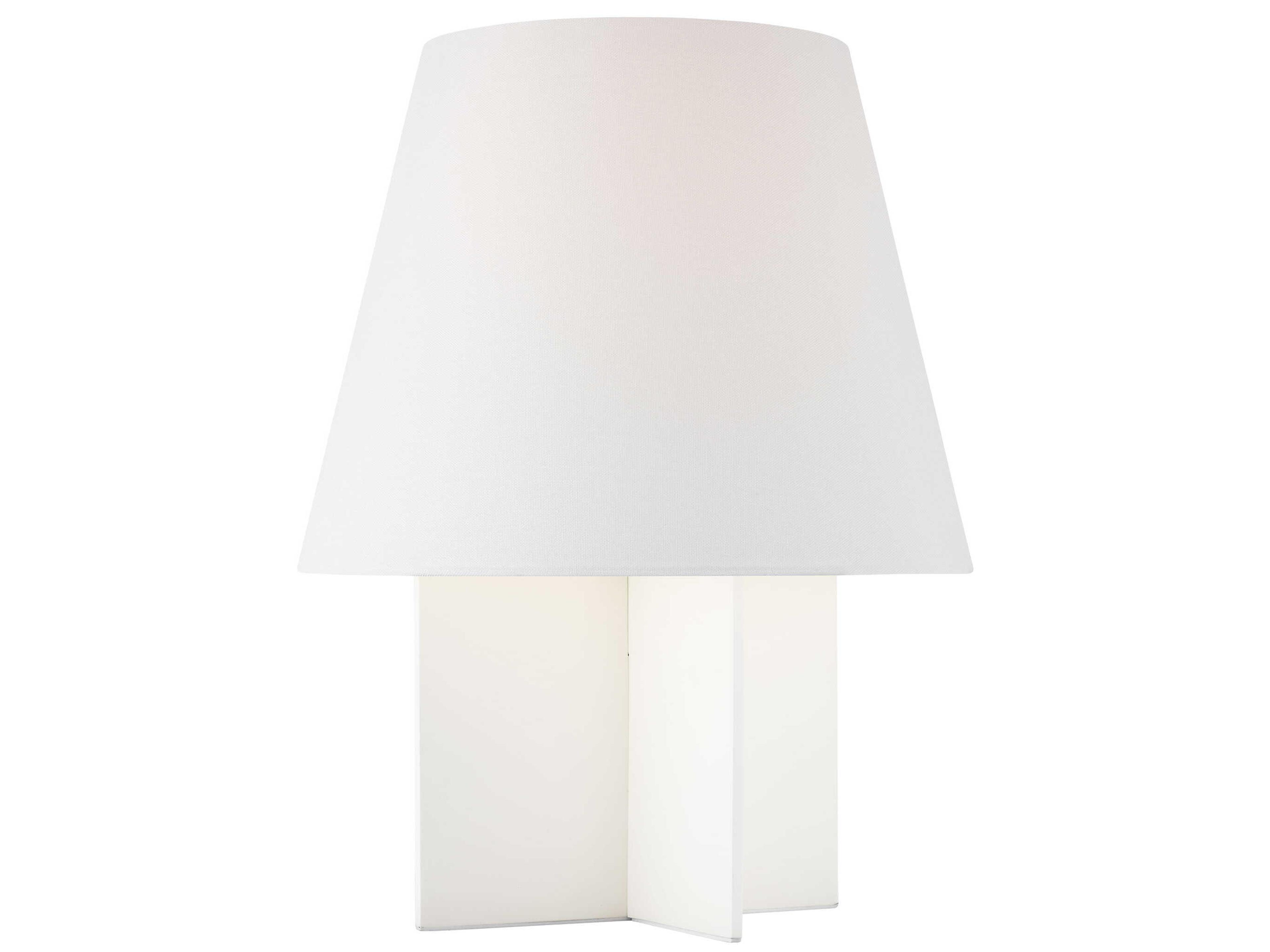Visual Comfort Studio Blocco Soft Linen White Fabric Table Lamp