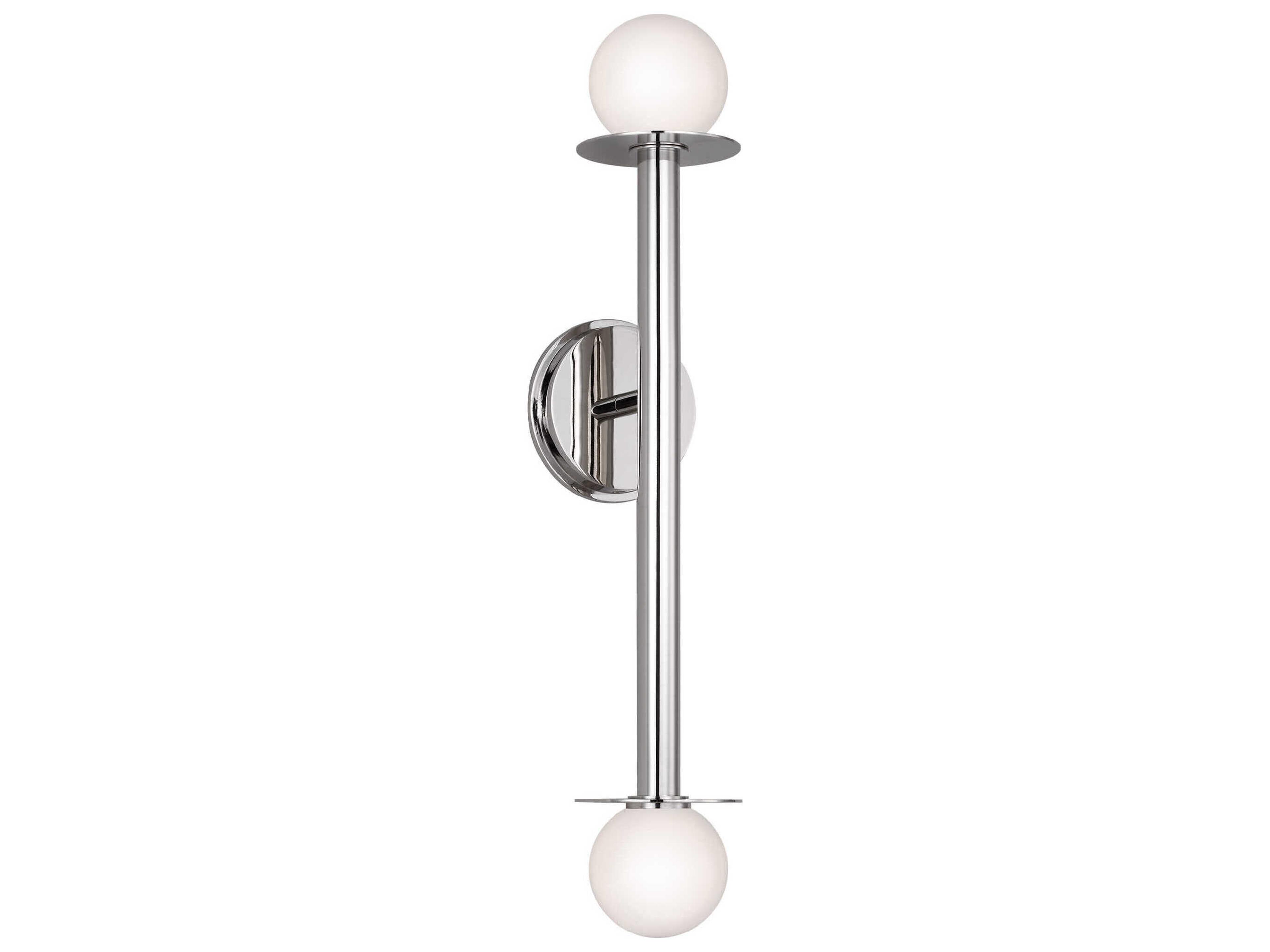 2 Light Wall Sconce Nodes Polished Nickel Milk Glass