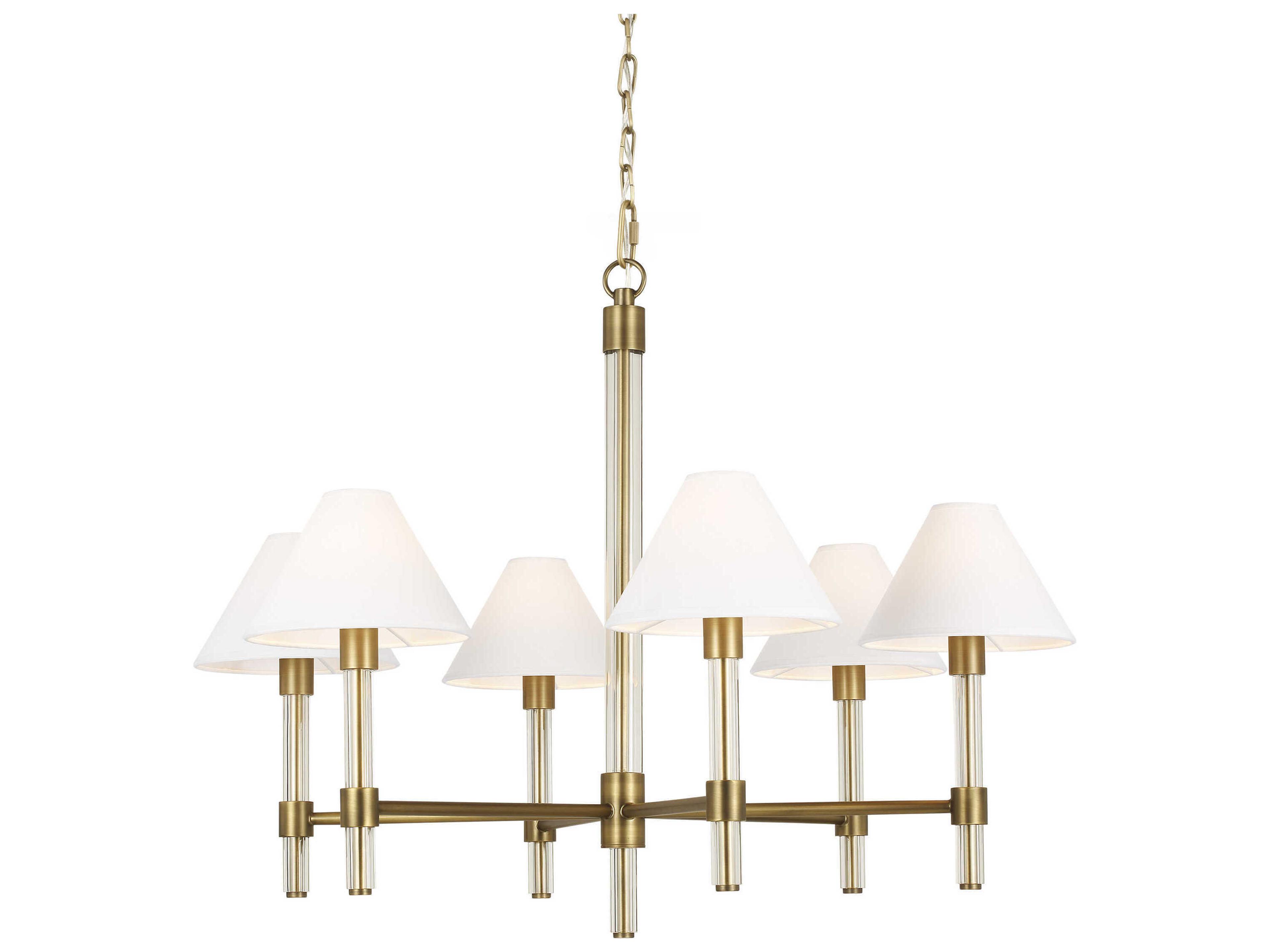 Visual Comfort Studio Robert 6-Light Time Worn Brass Empire Chandelier