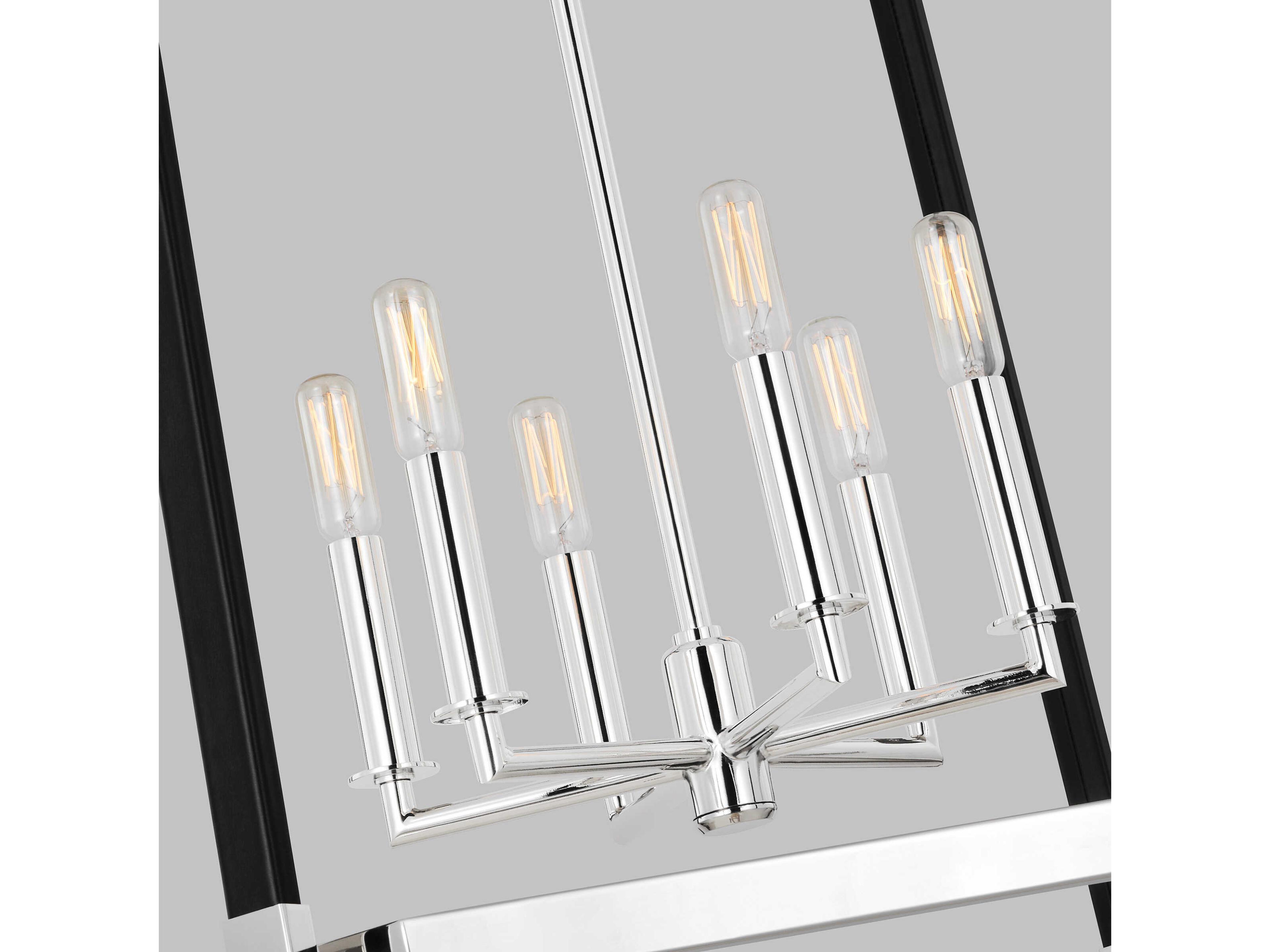 Visual Comfort Studio Hadley 6-Light Polished Nickel Lantern Chandelier