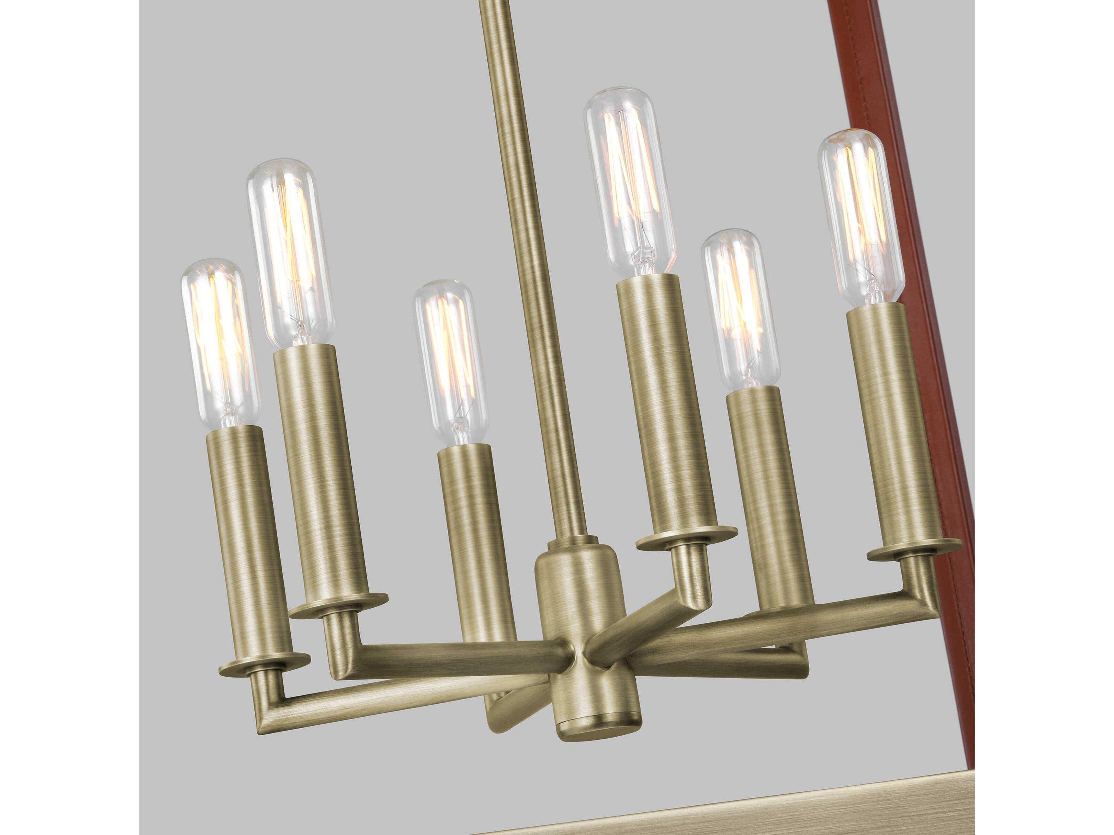 Visual Comfort Studio Hadley 6-Light Time Worn Brass Lantern Chandelier