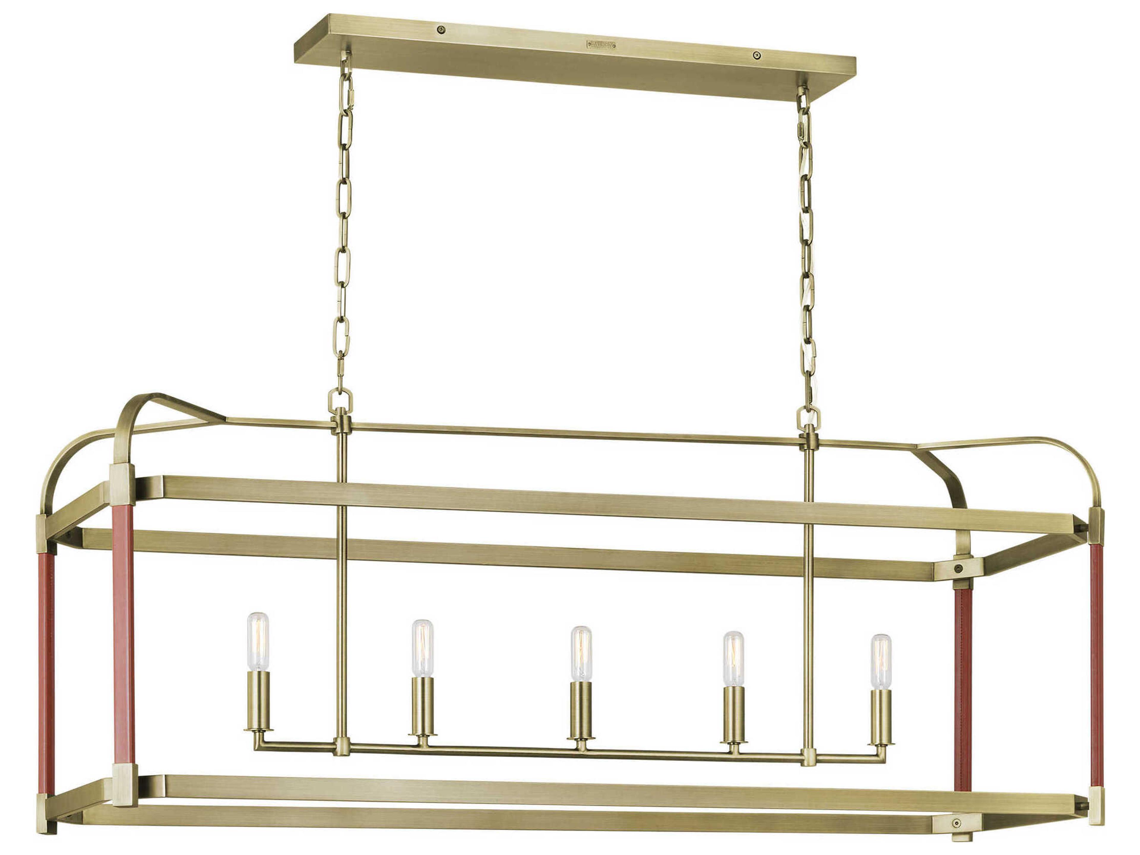 Hadley 5-Light Time Worn Brass Island Pendant