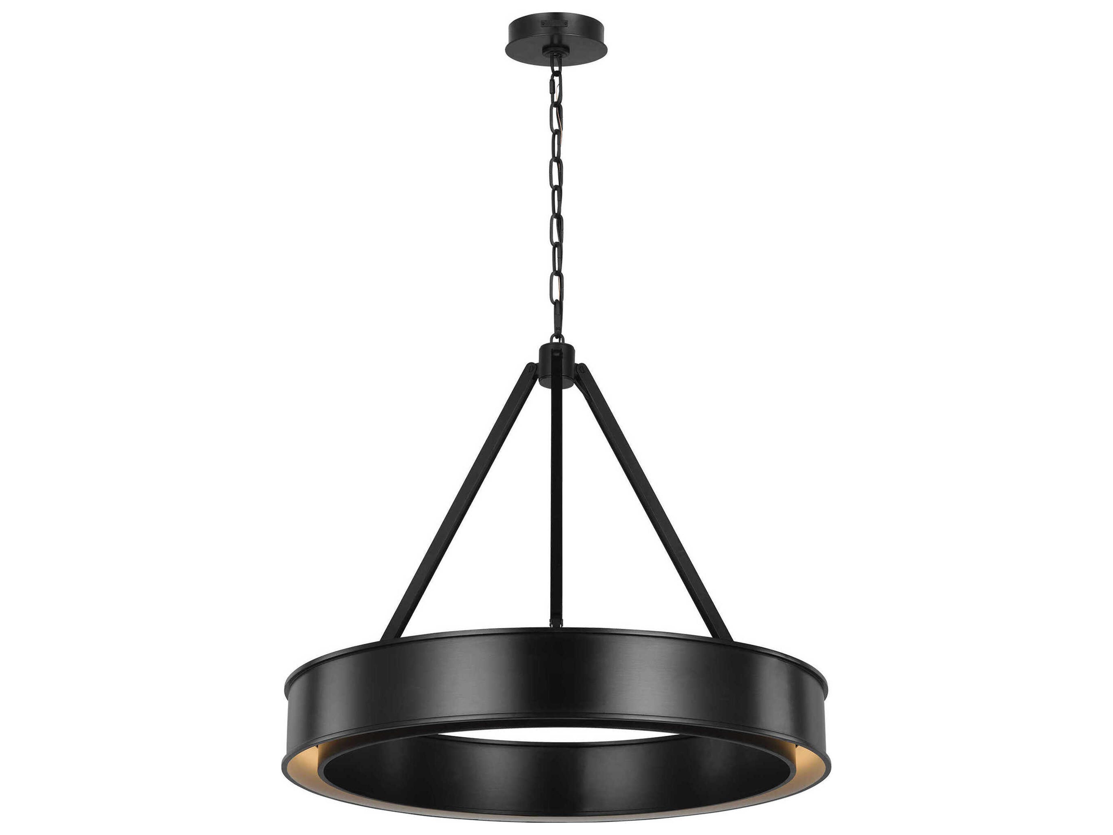 Visual Comfort Studio Leonard 1-Light Aged Iron Black Round Pendant