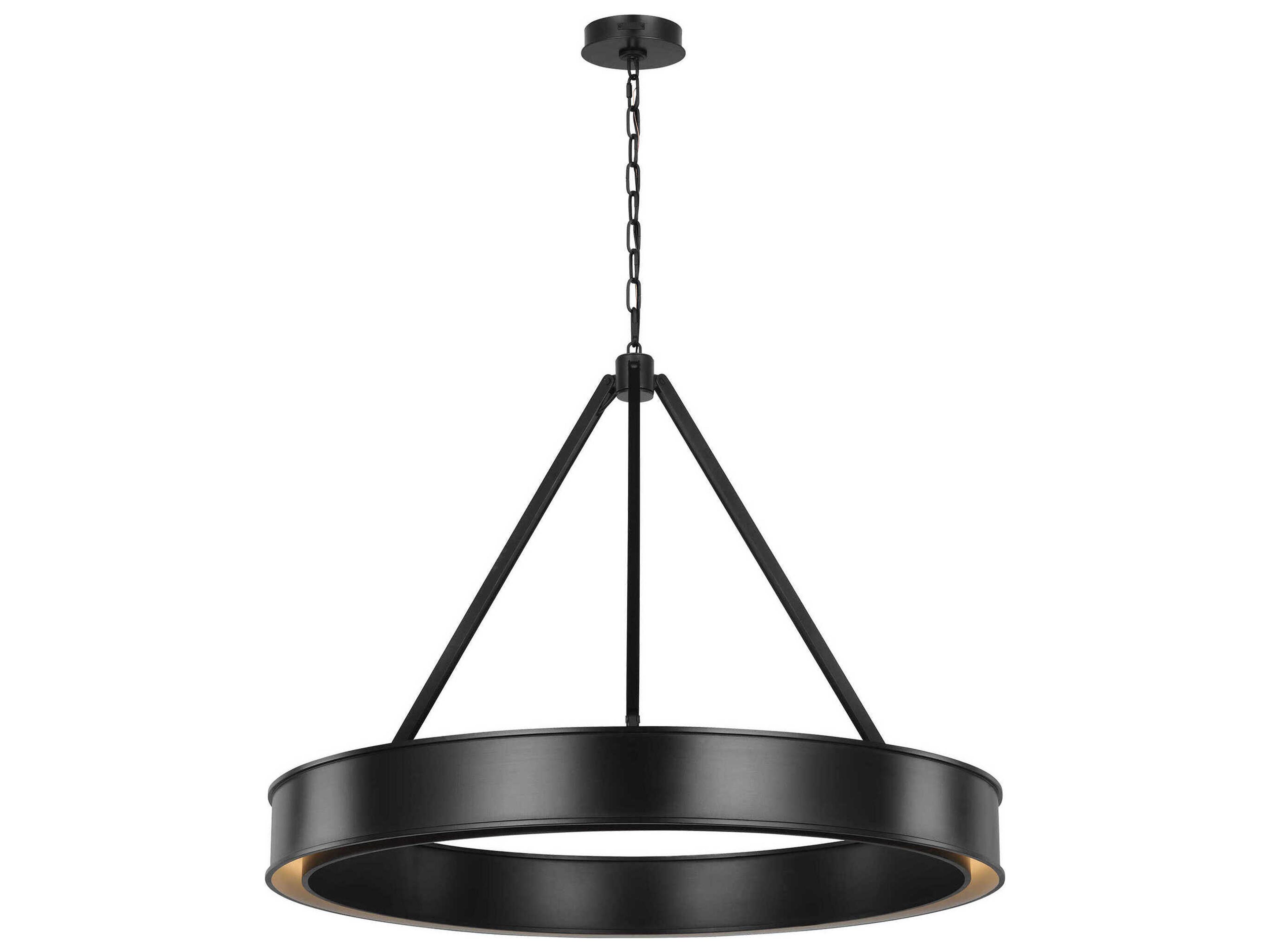 Visual Comfort Studio Leonard 1-Light Aged Iron Black Round Pendant