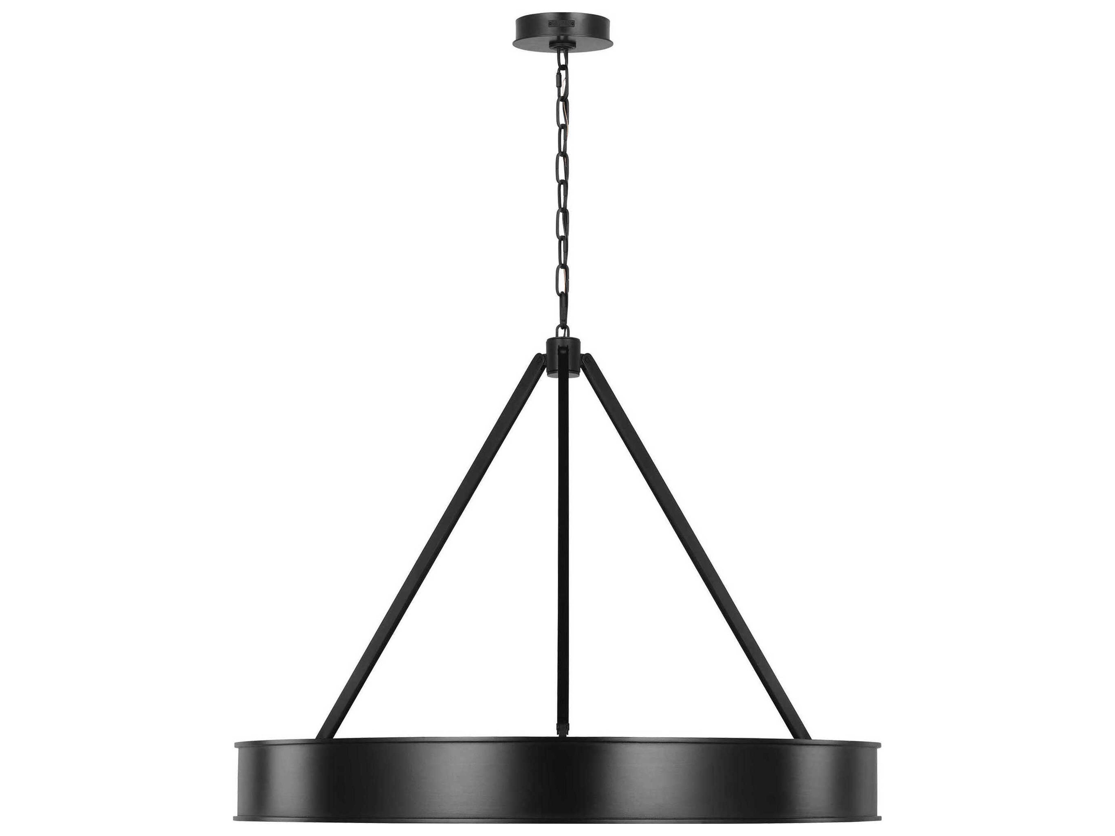 Visual Comfort Studio Leonard 1-Light Aged Iron Black Round Pendant