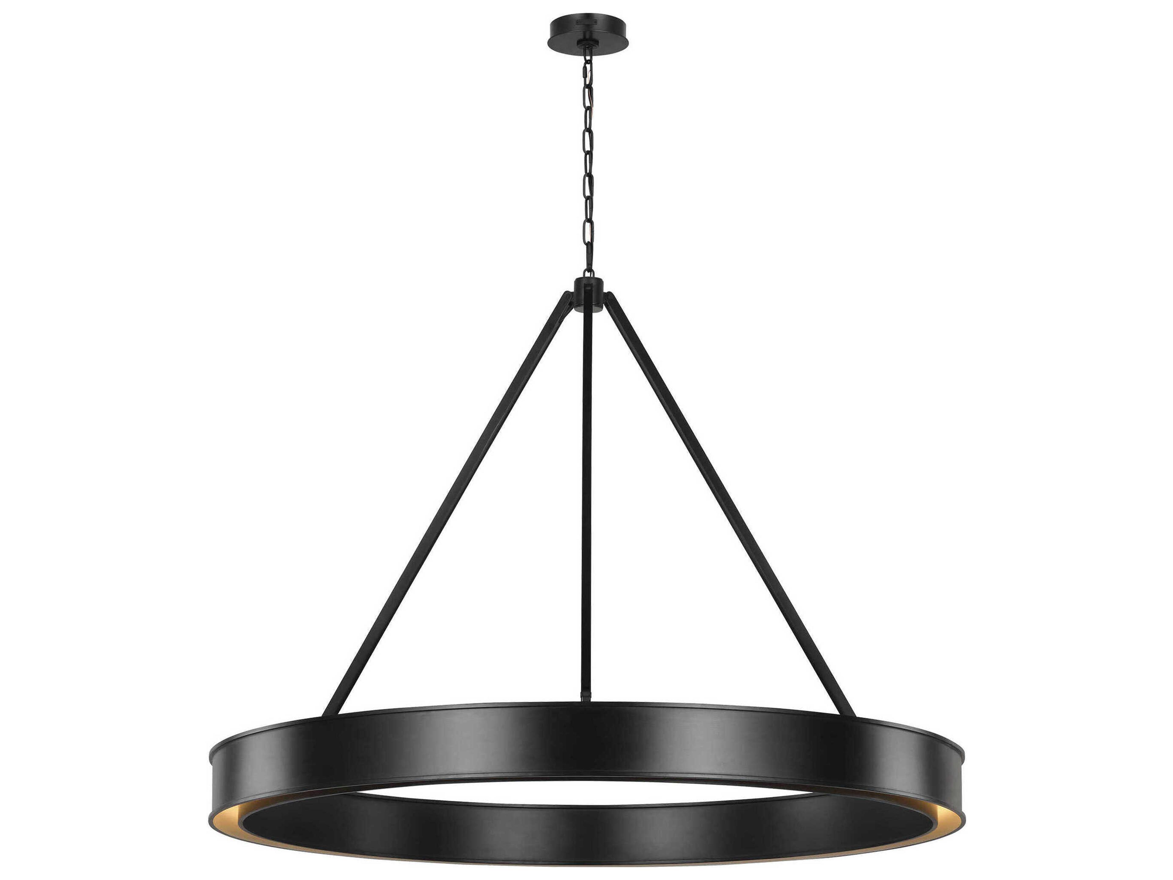 Visual Comfort Studio Leonard 1-Light Aged Iron Black Round Pendant