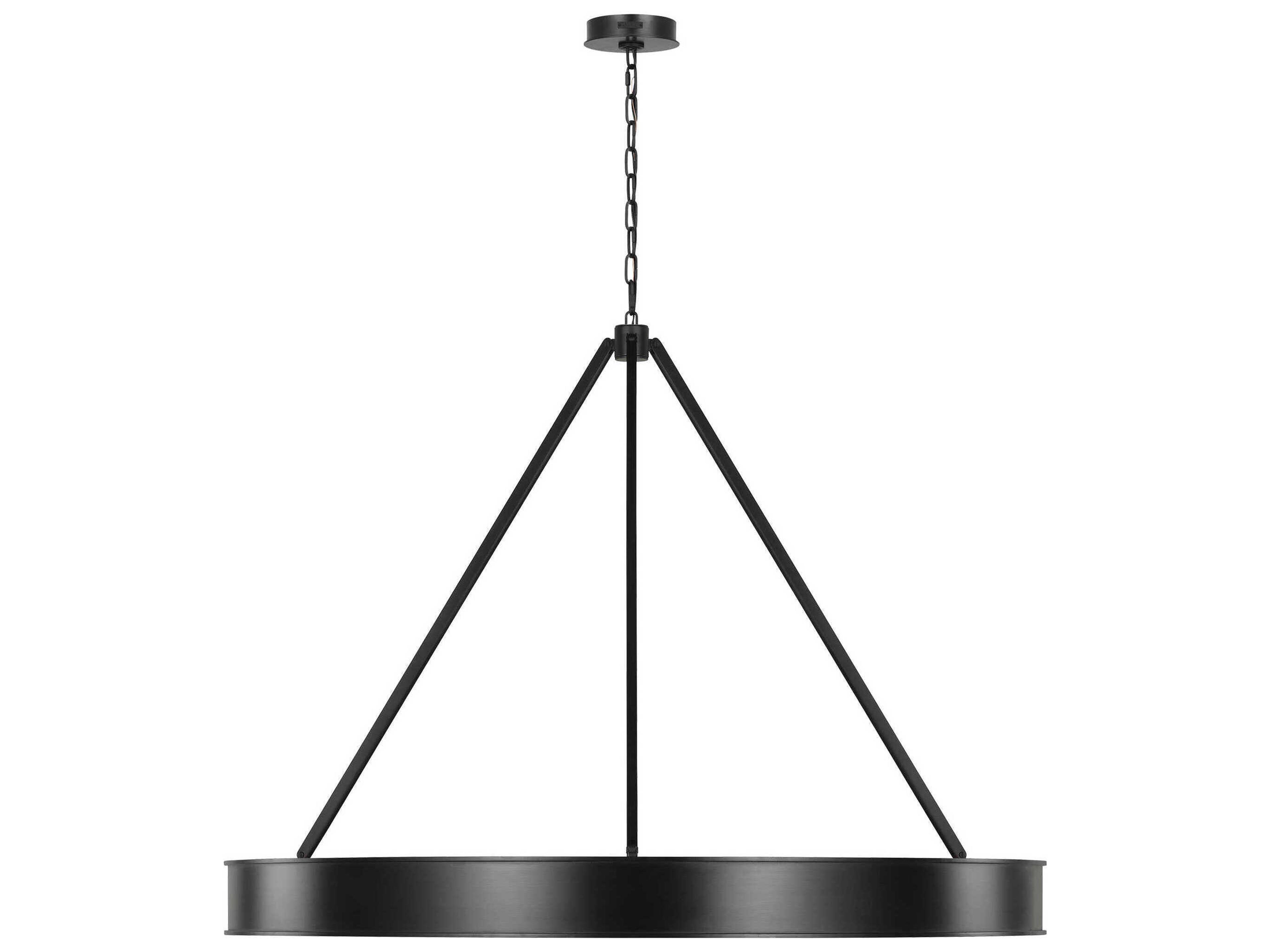 Visual Comfort Studio Leonard 1-Light Aged Iron Black Round Pendant
