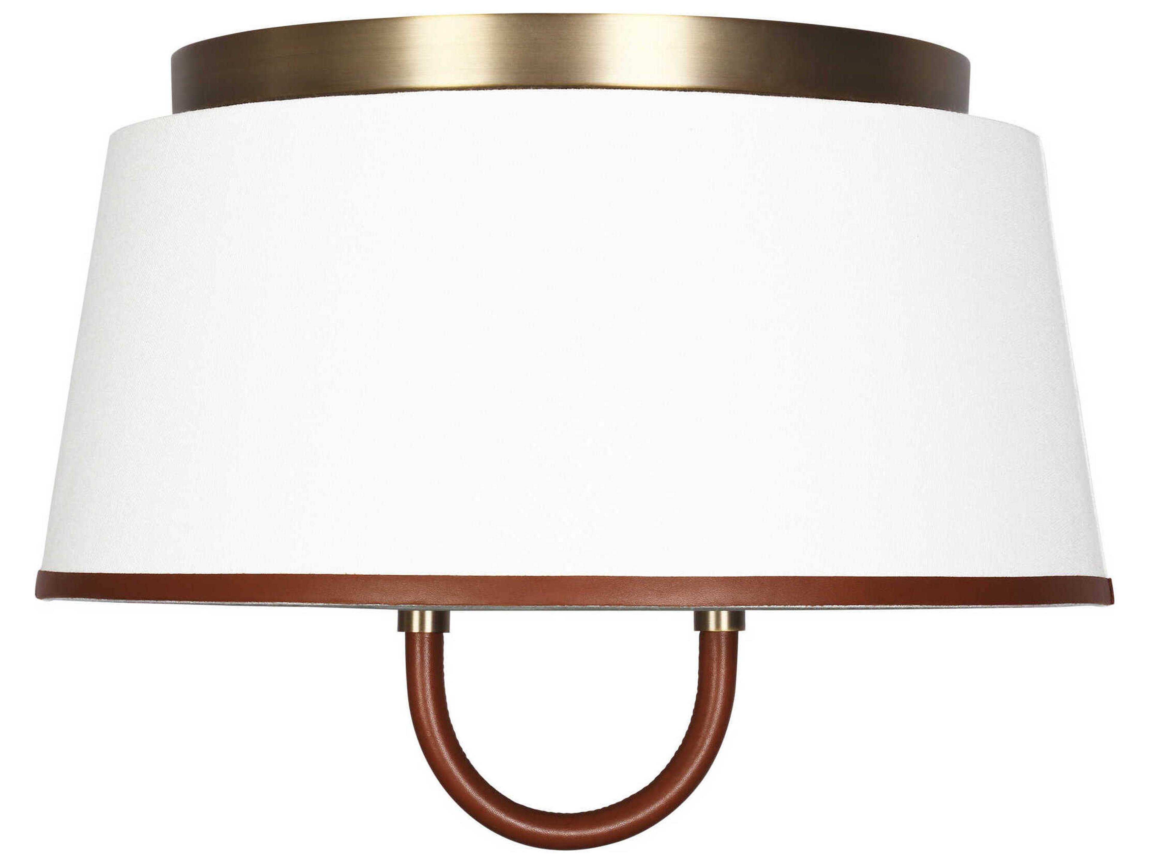 Visual Comfort Studio Katie 2-Light Time Worn Brass Drum Flush Mount