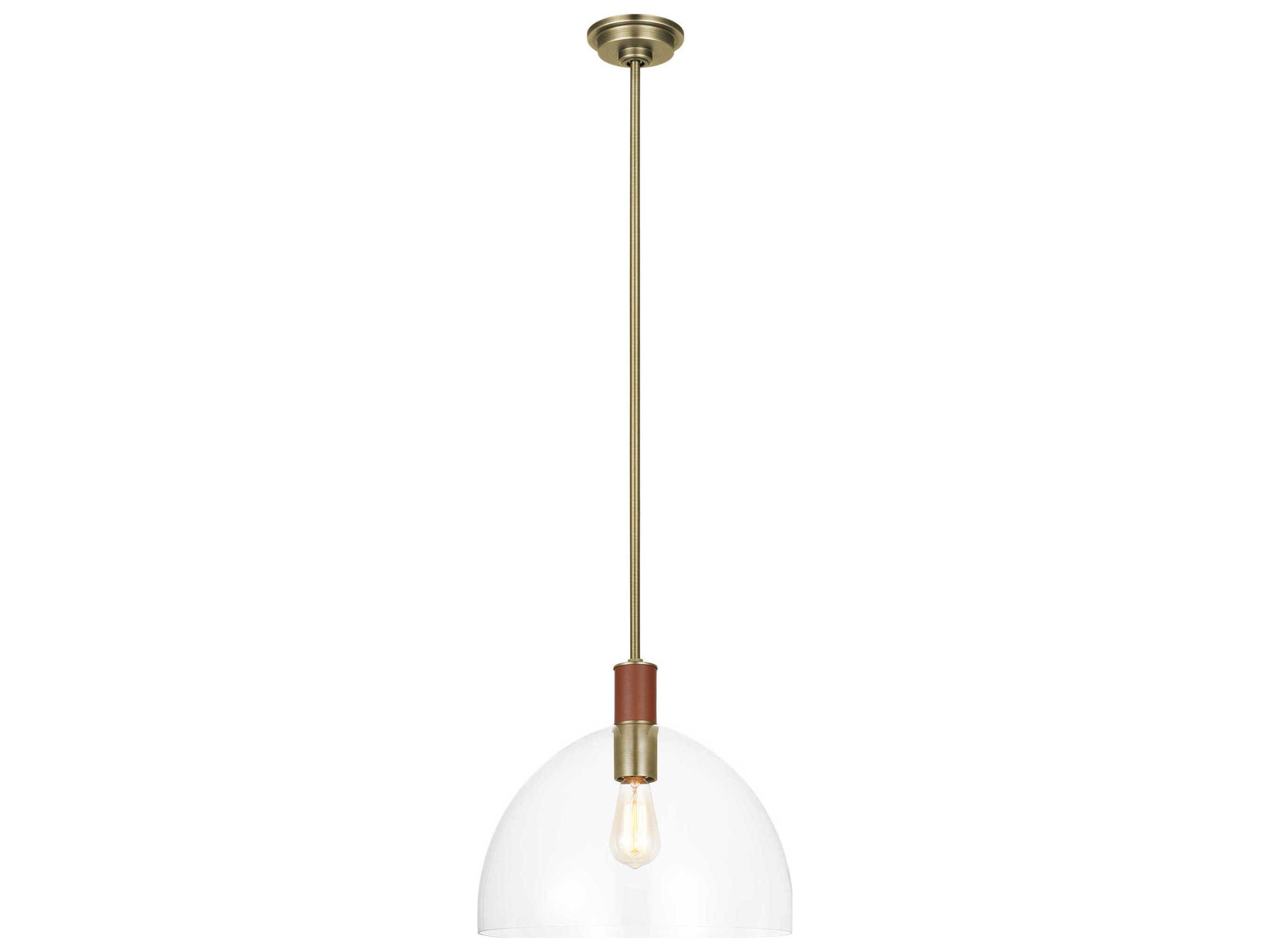 Visual Comfort Studio Hadley 1-Light Time Worn Brass Dome Pendant