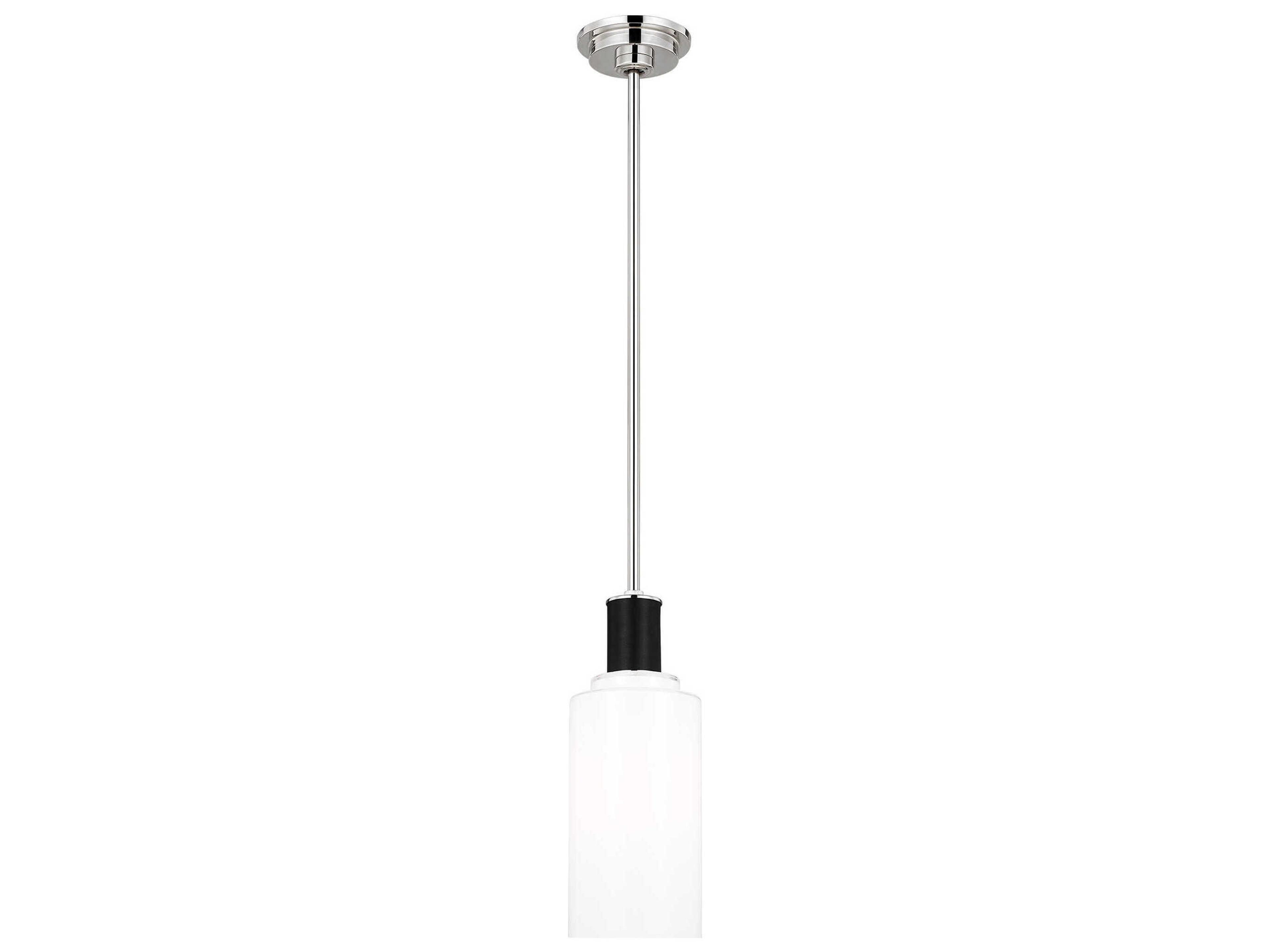 Tall Pendant Light Hadley Polished Nickel Milk White Glass