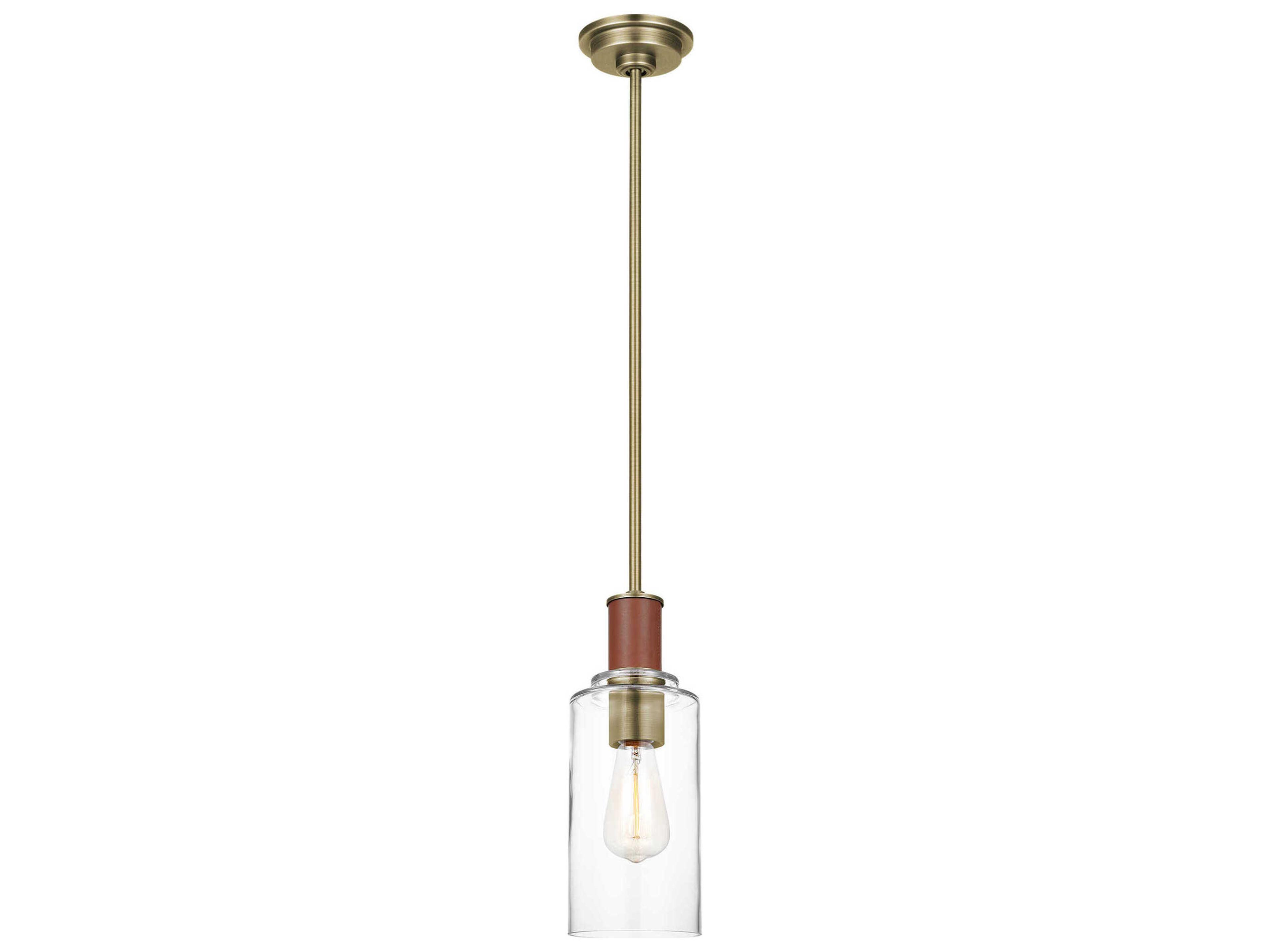 Visual Comfort Studio Hadley 1-Light Time Worn Brass Cylinder Mini Pendant