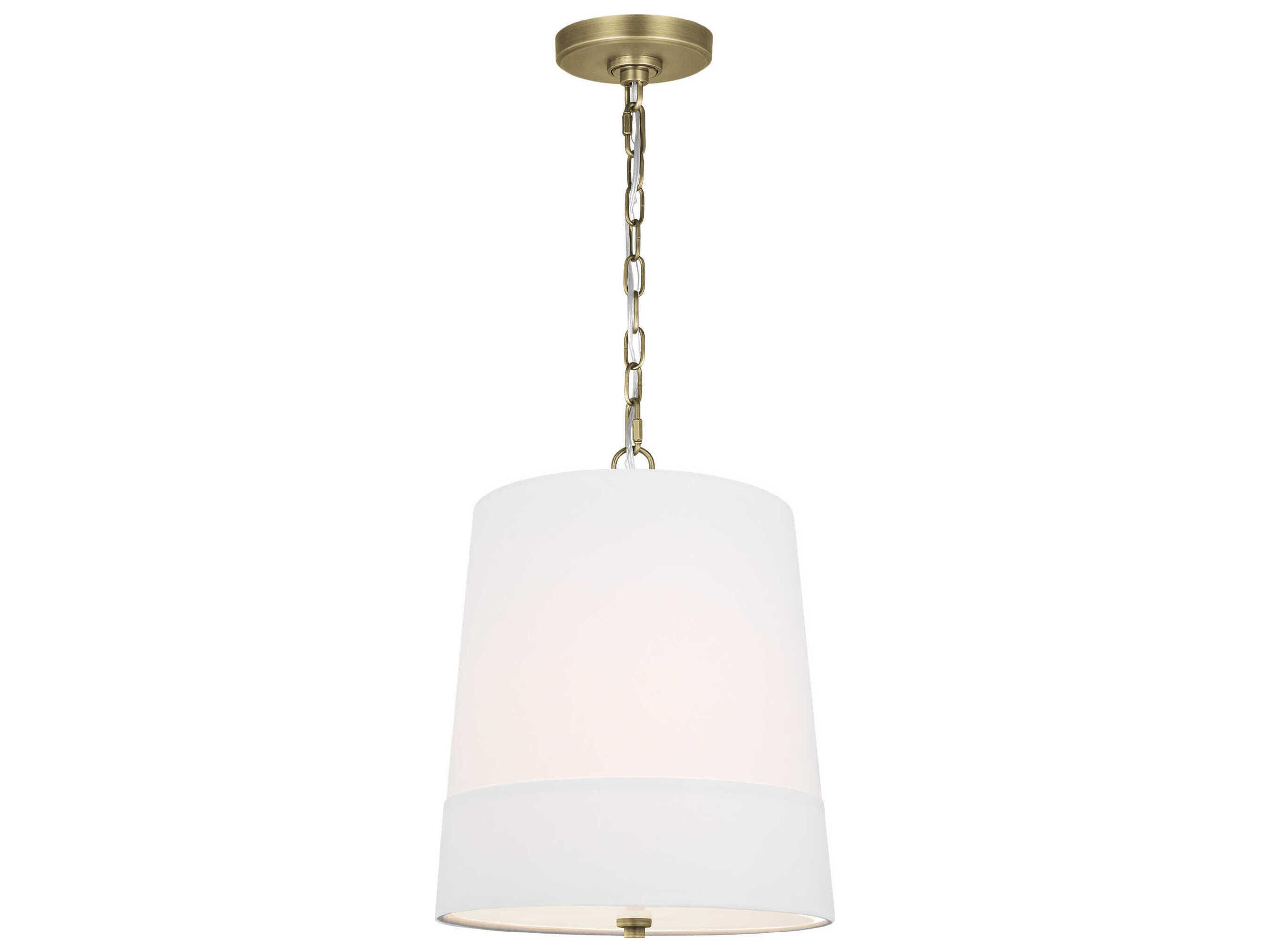 Visual Comfort Studio Ivie 1-Light Time Worn Brass Drum Mini Pendant