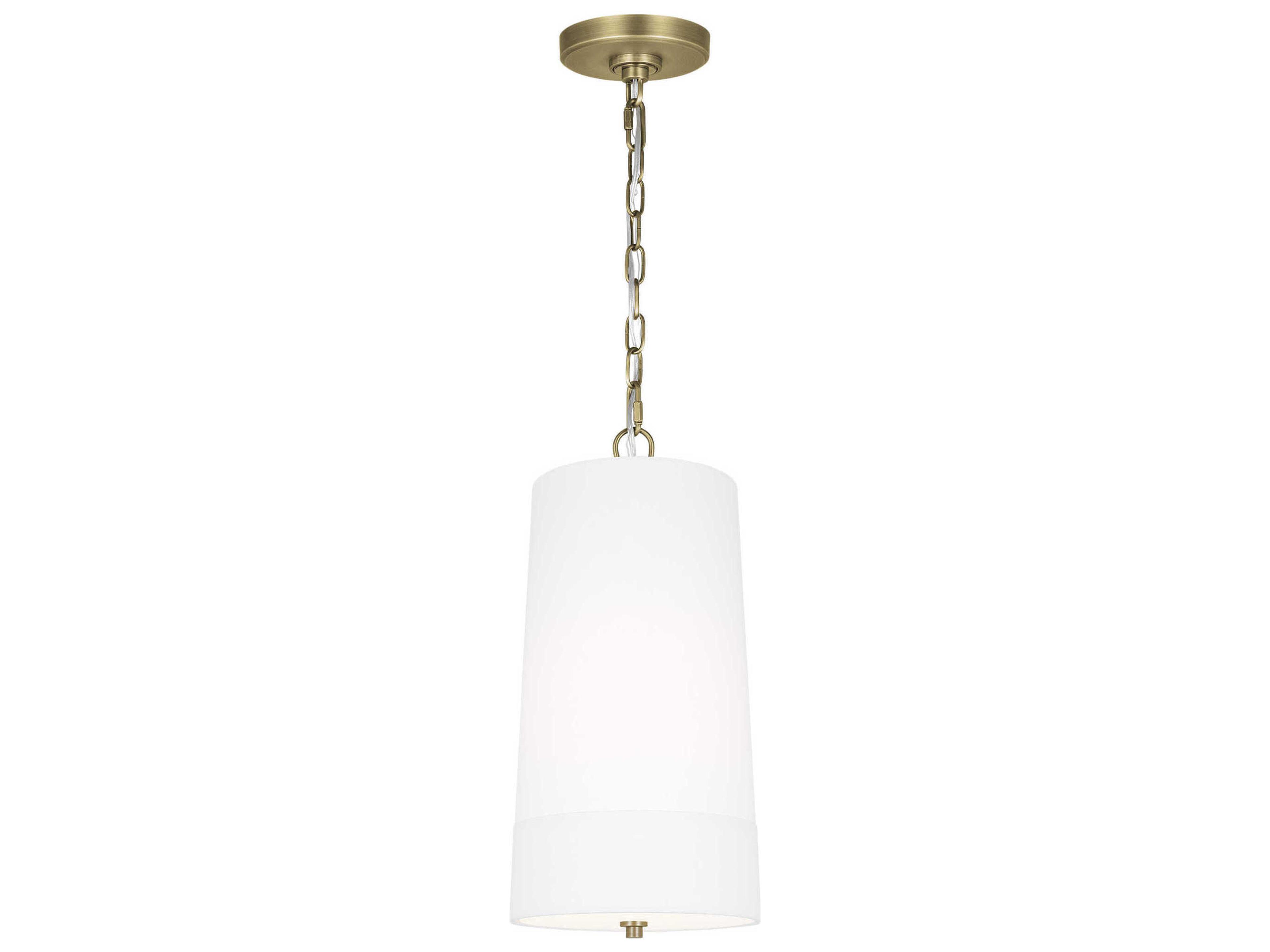 Visual Comfort Studio Ivie 1-Light Time Worn Brass Cylinder Mini Pendant