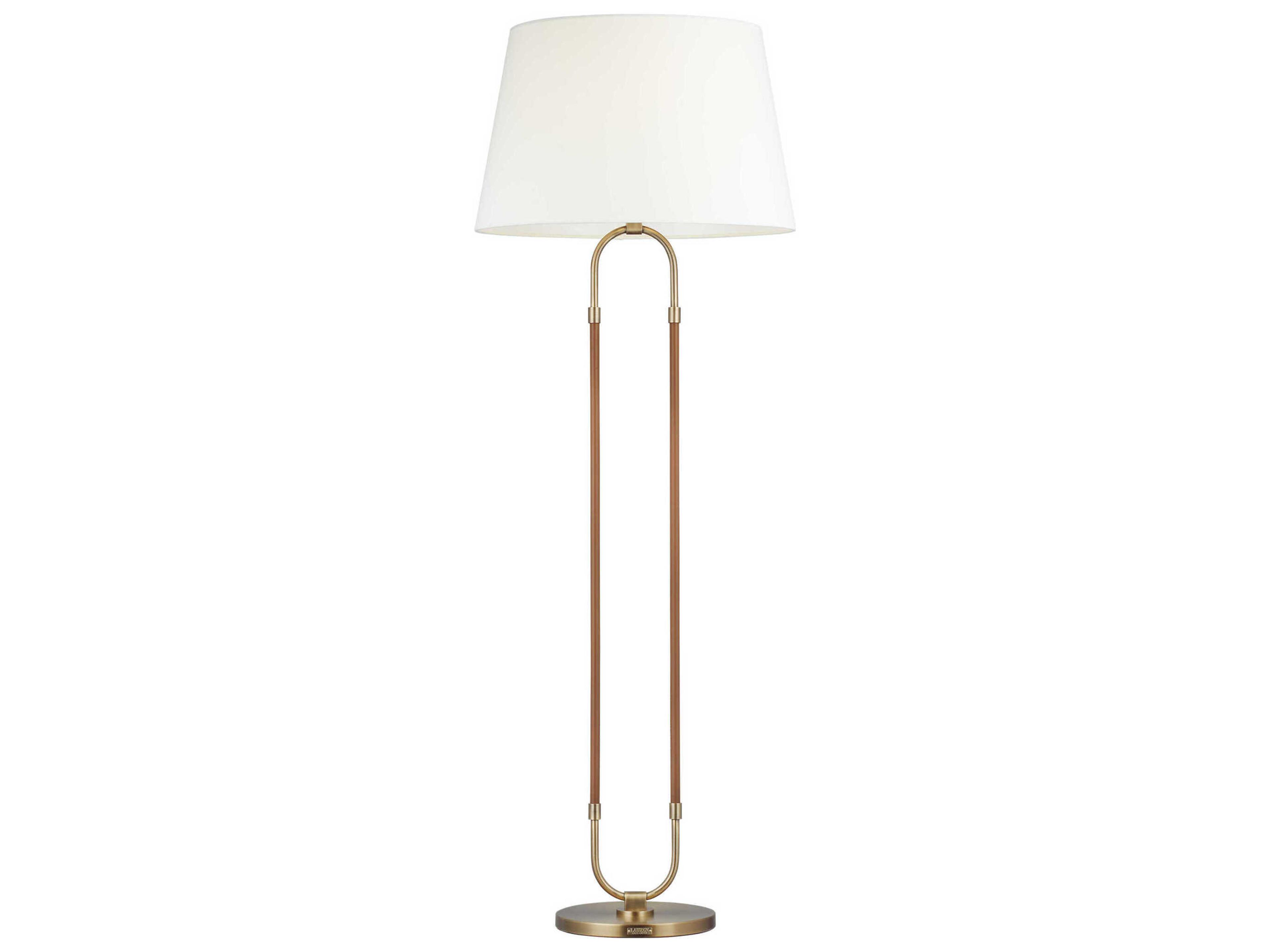 Visual Comfort Studio Katie Time Worn Brass White Linen Fabric Floor Lamp