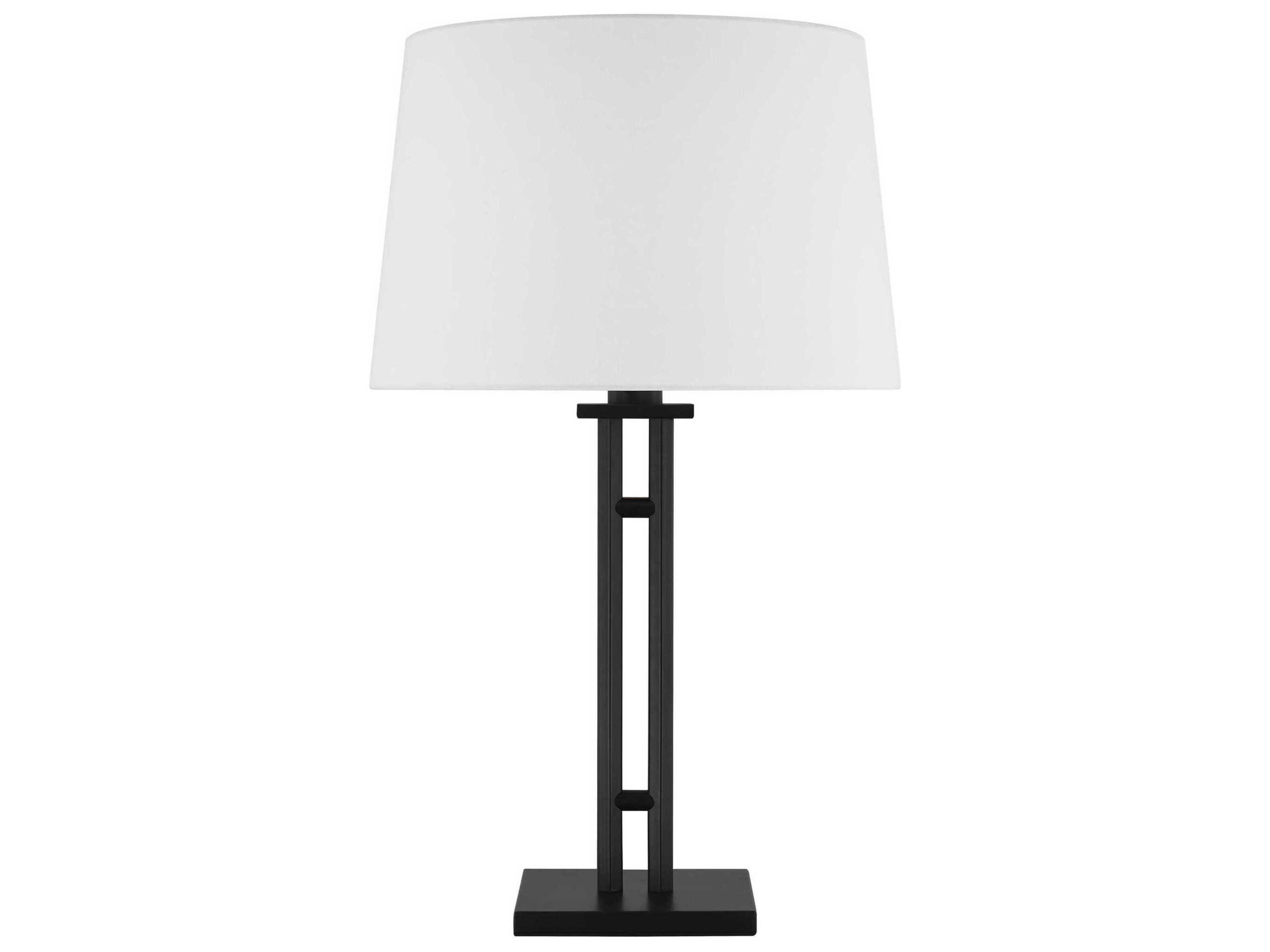Visual Comfort Studio Haddon Aged Iron White Linen Black Buffet Lamp