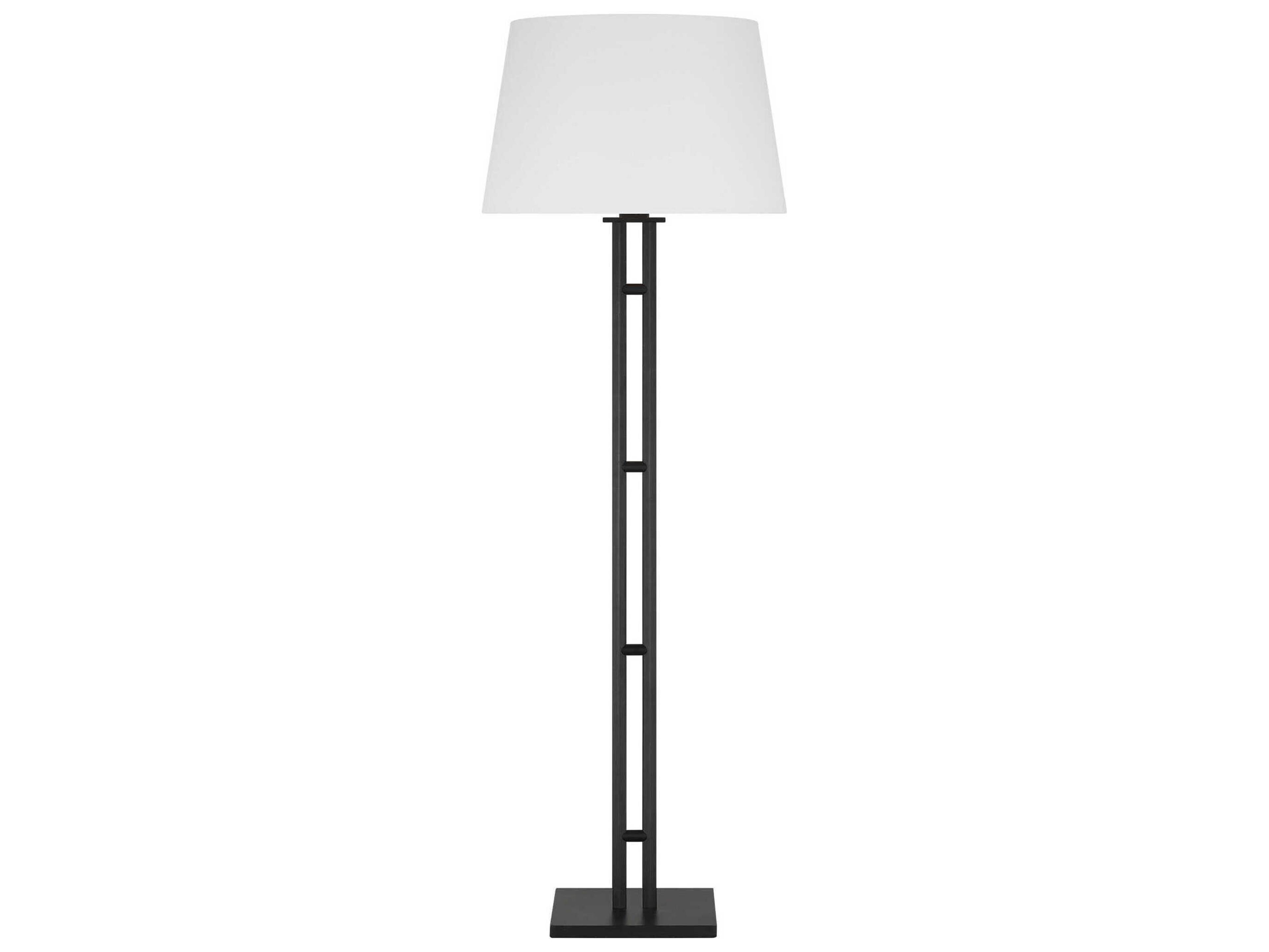 Visual Comfort Studio Haddon Aged Iron White Linen Black Floor Lamp