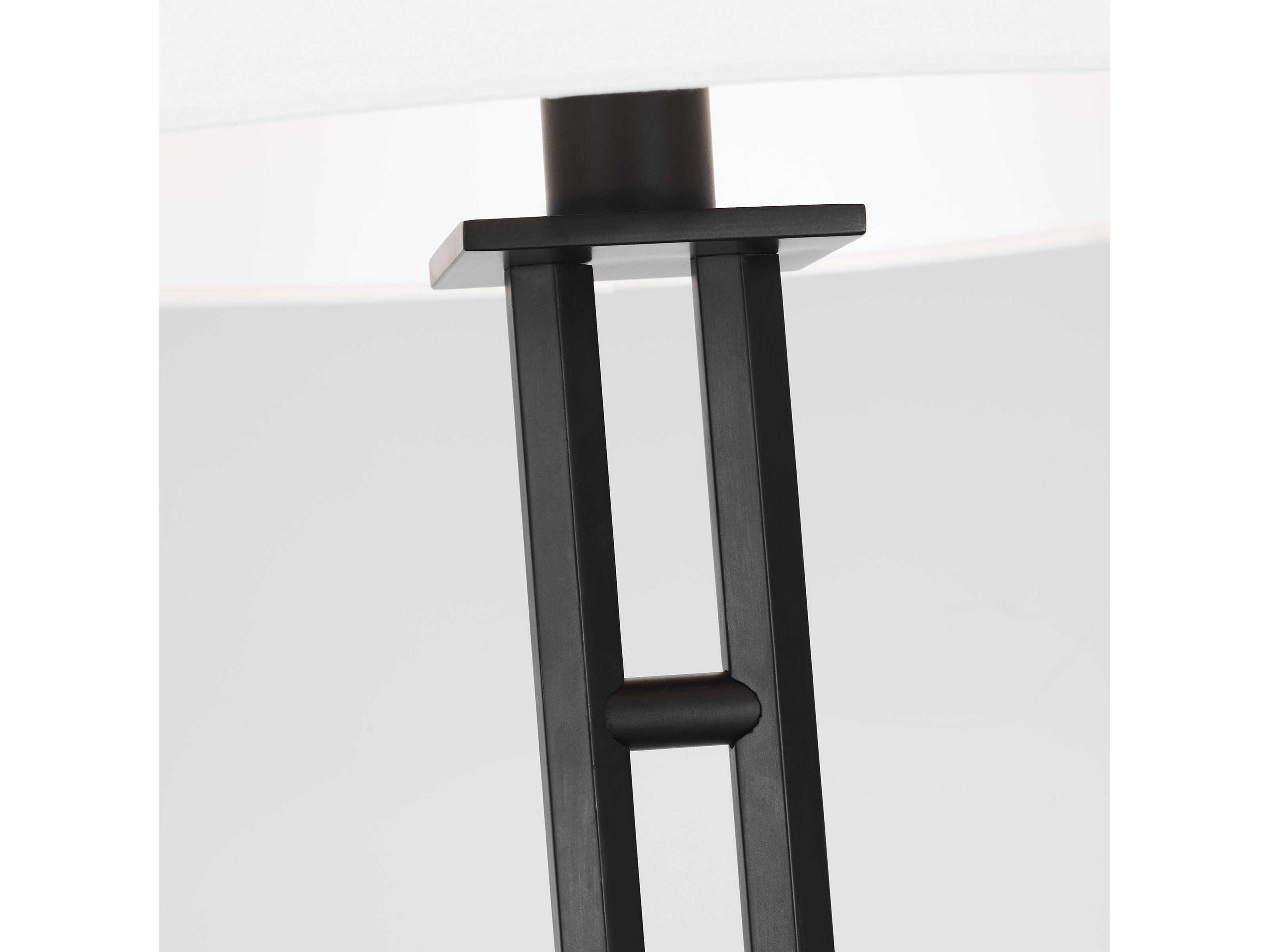 Visual Comfort Studio Haddon Aged Iron White Linen Black Floor Lamp