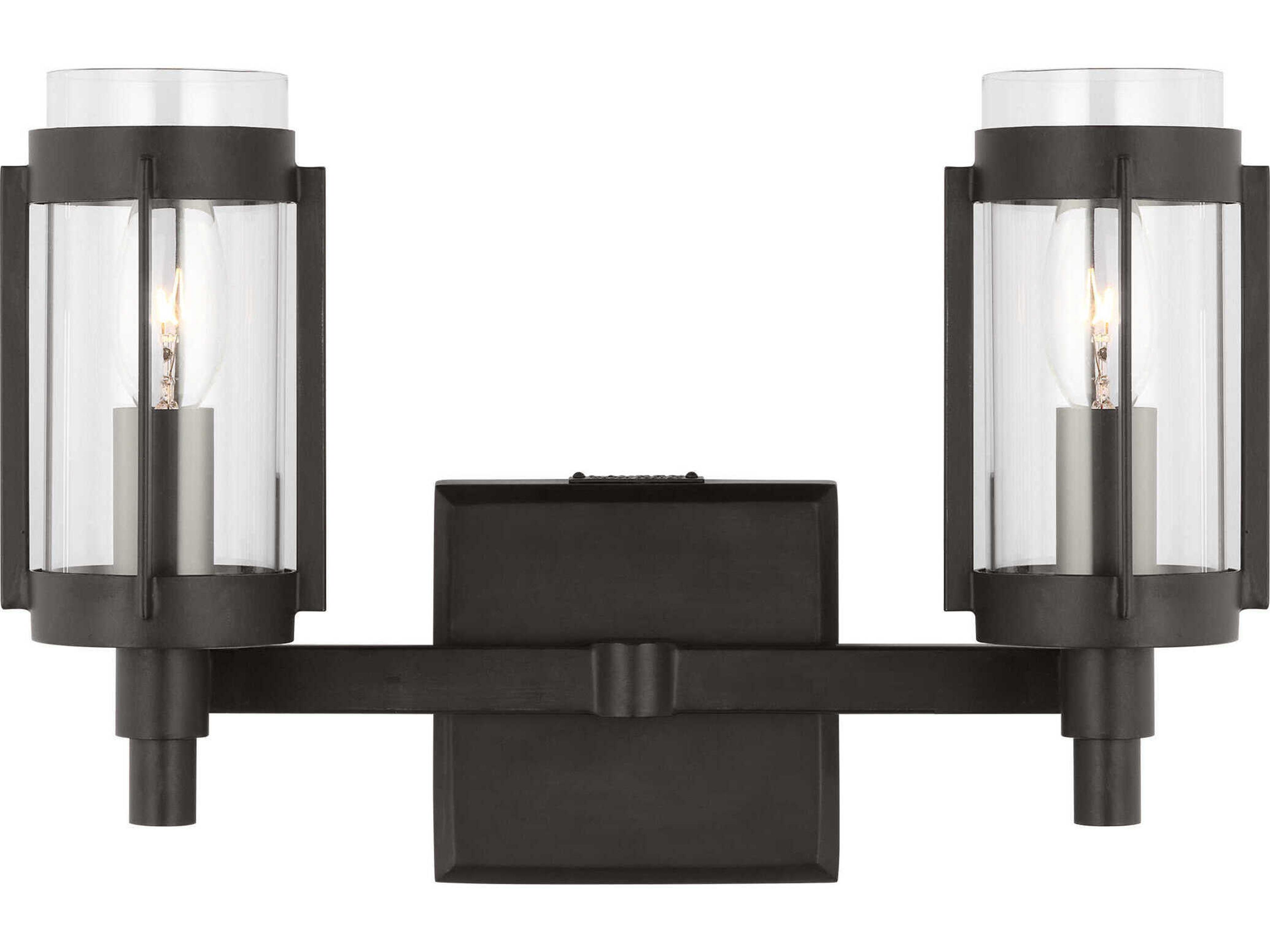 Visual Comfort Studio Flynn 2-Light Aged Iron Black Vanity Light