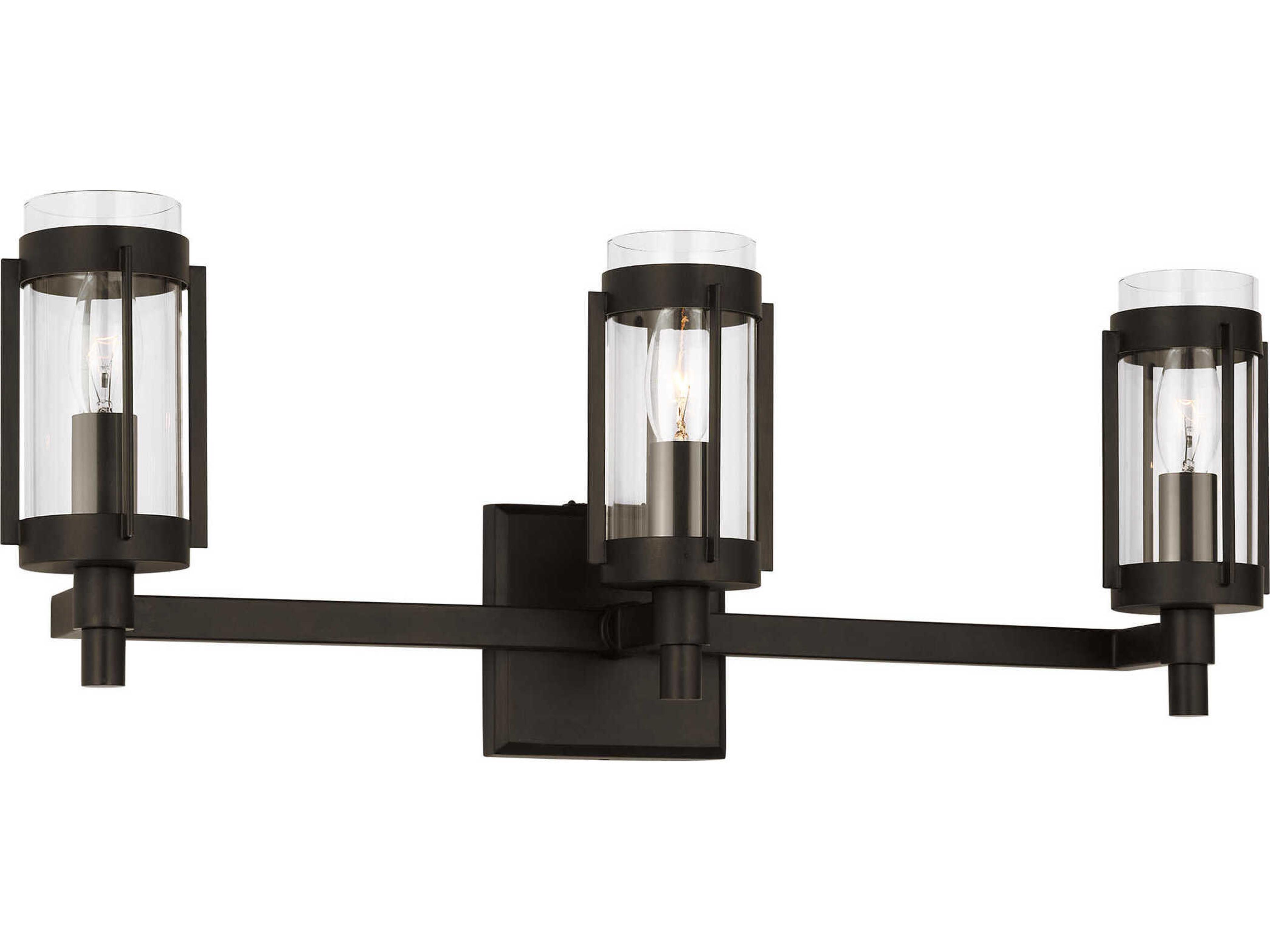 Visual Comfort Studio Flynn 3-Light Aged Iron Black Vanity Light