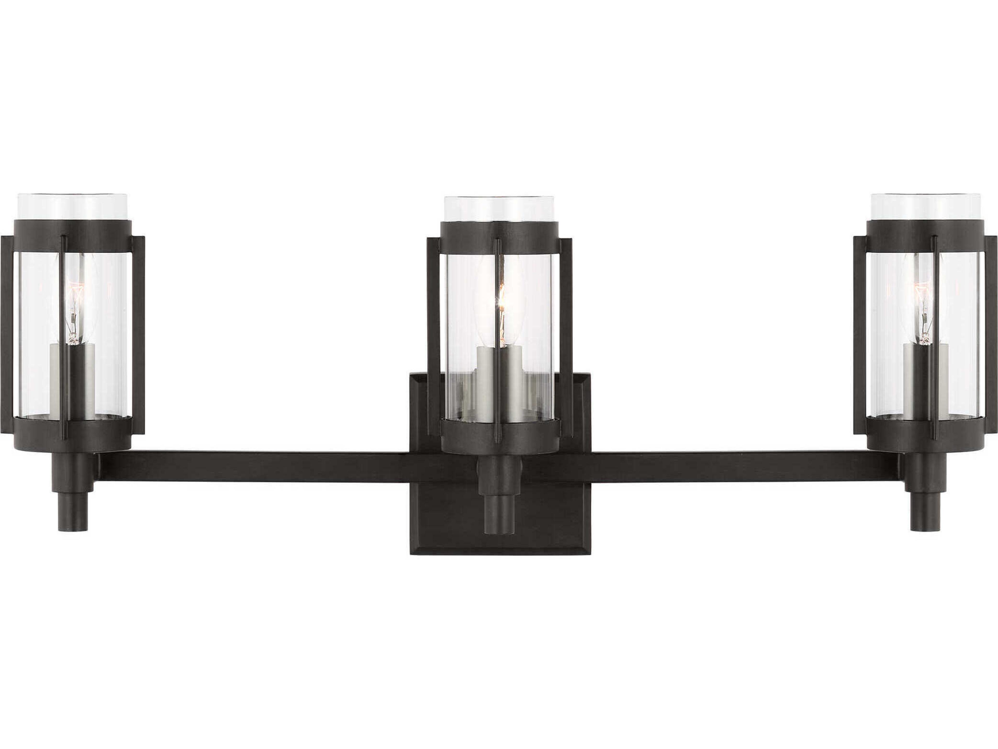 Visual Comfort Studio Flynn 3-Light Aged Iron Black Vanity Light