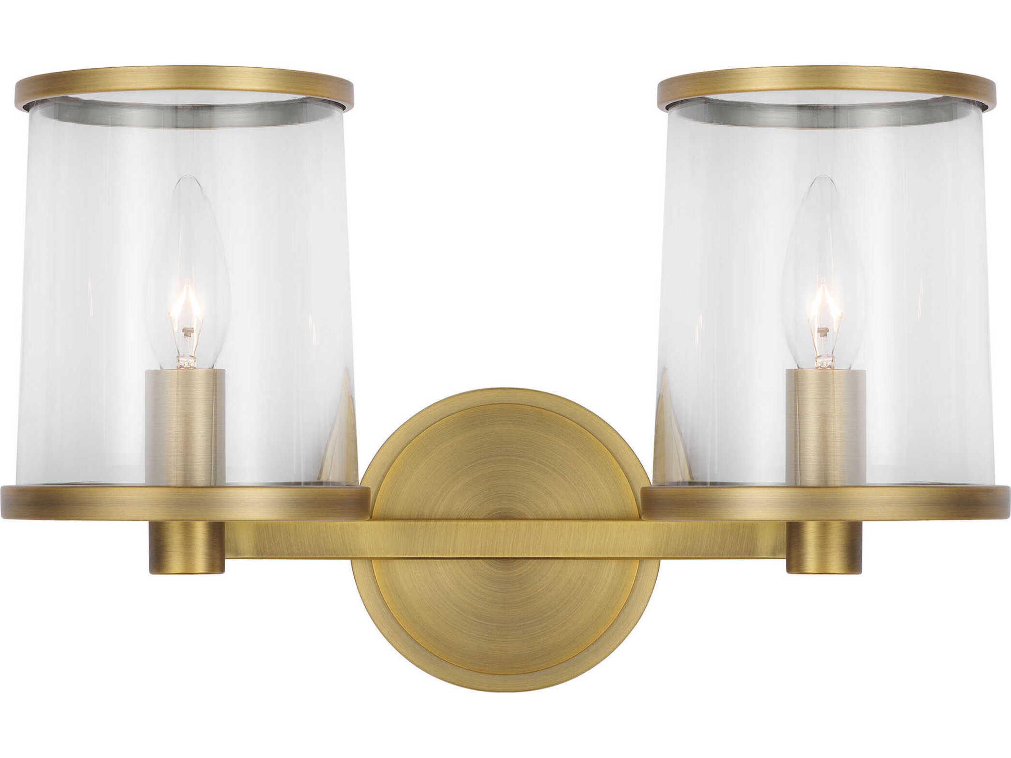 Visual Comfort Studio Reynolds 2-Light Time Worn Brass Vanity Light