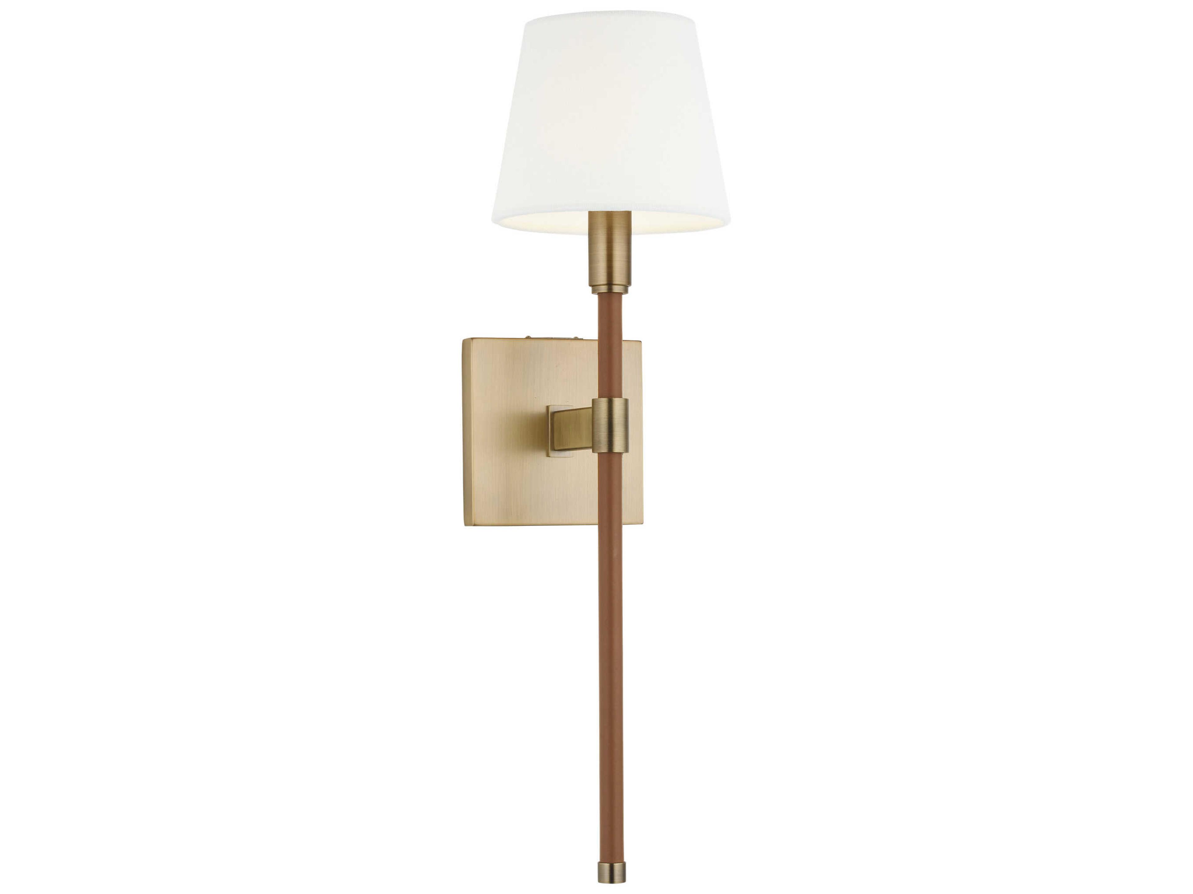 1-Light Wall Sconce Katie Time Worn Brass White Linen Shade