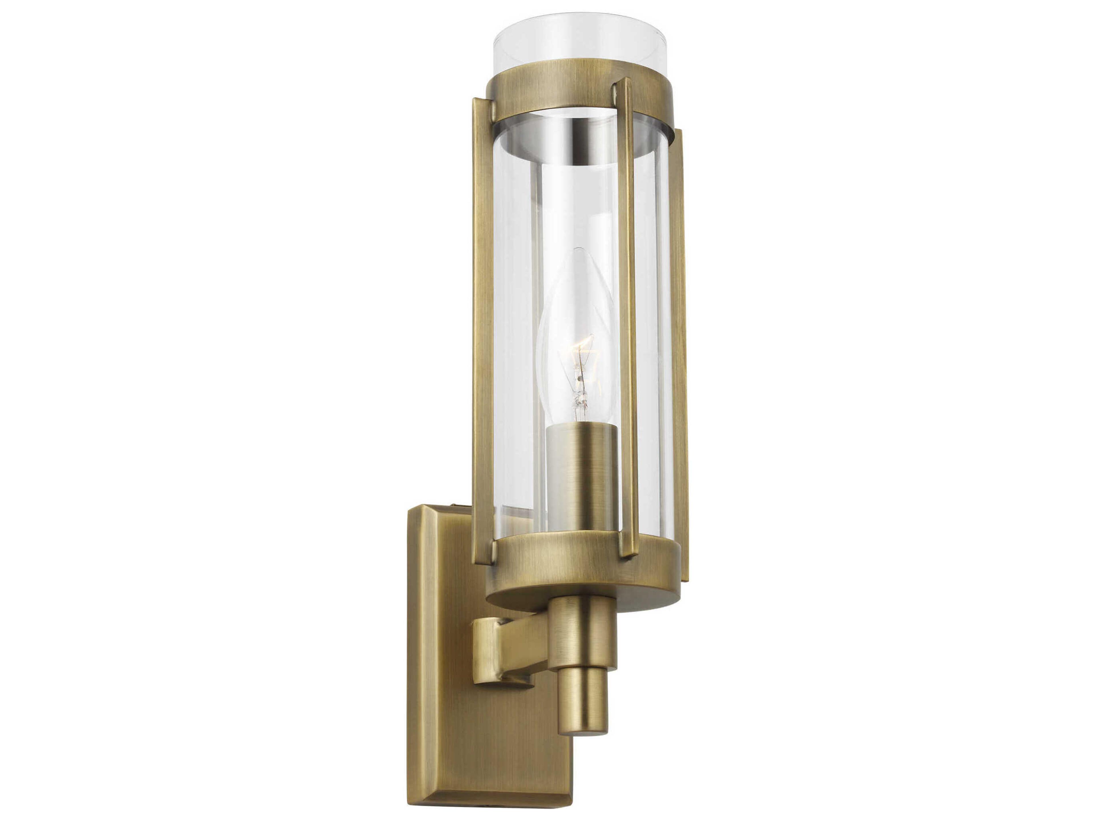 Flynn 1 Light Wall Sconce Time Worn Brass Clear Glass