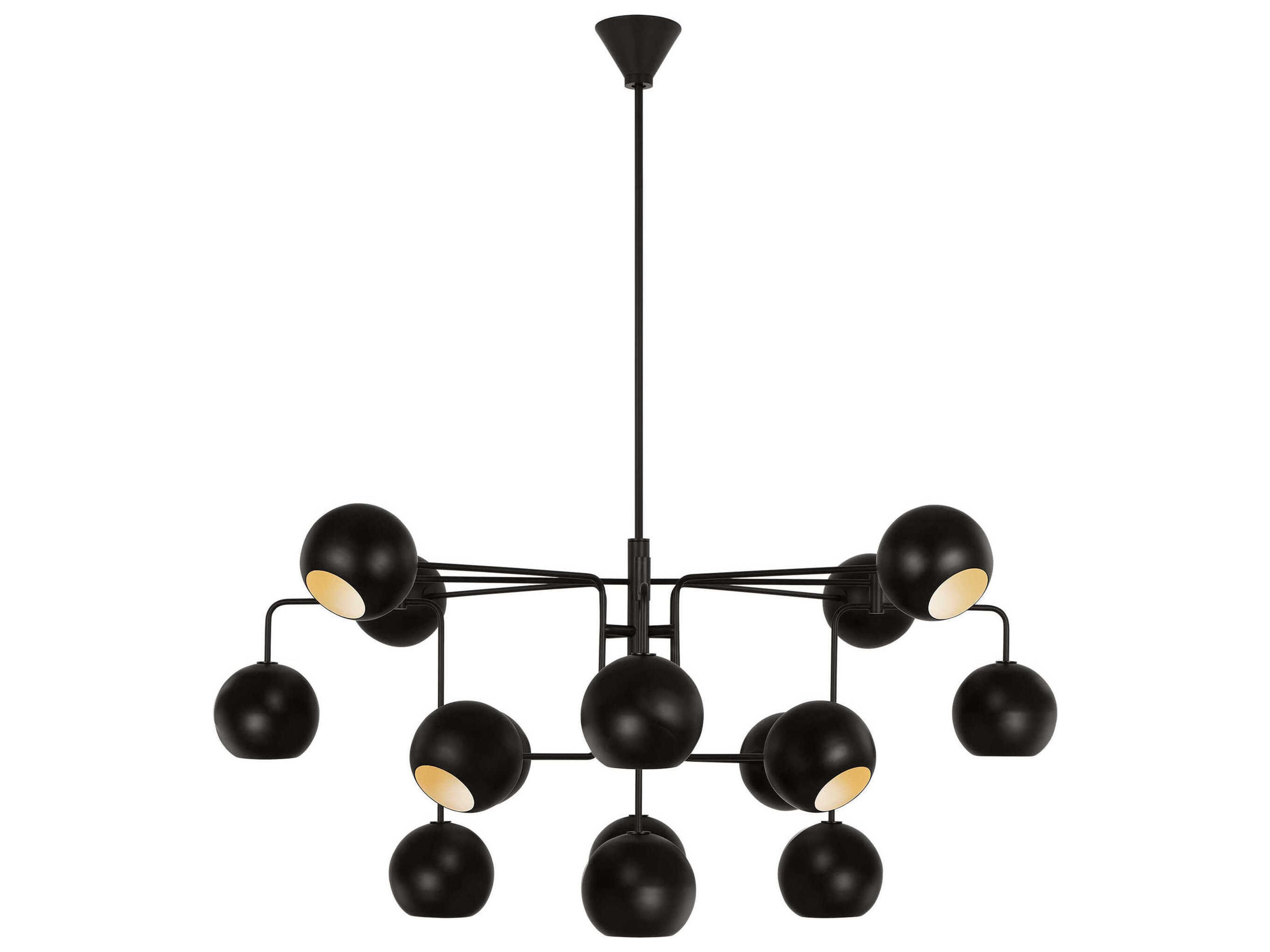 Chaumont 16-Light Aged Iron Black Globe Tiered Chandelier