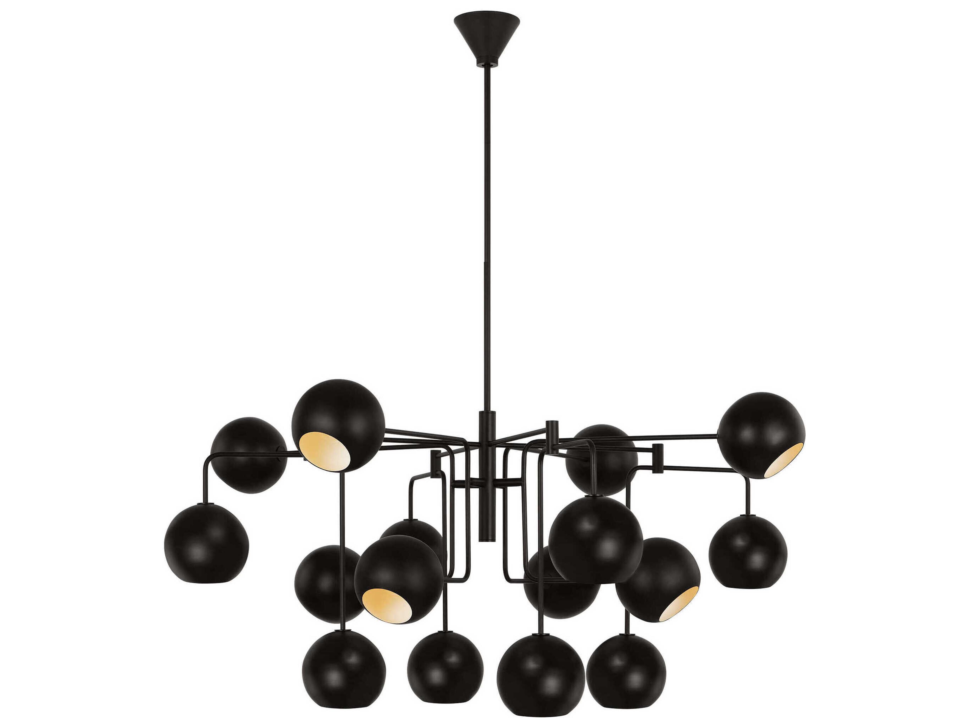 Visual Comfort Studio Chaumont 16-Light Aged Iron Black Globe Tiered Chandelier
