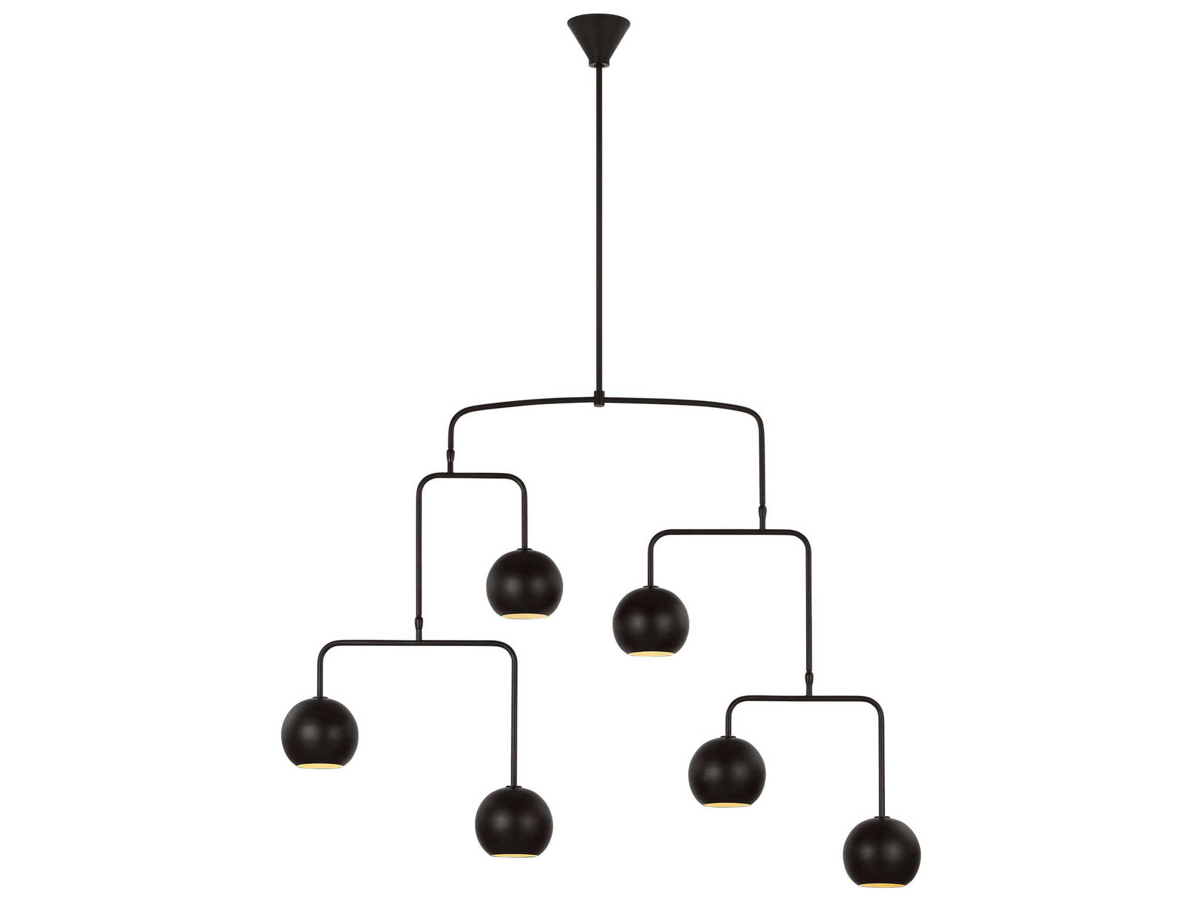 Visual Comfort Studio Chaumont 6-Light Aged Iron Black Globe Tiered Chandelier