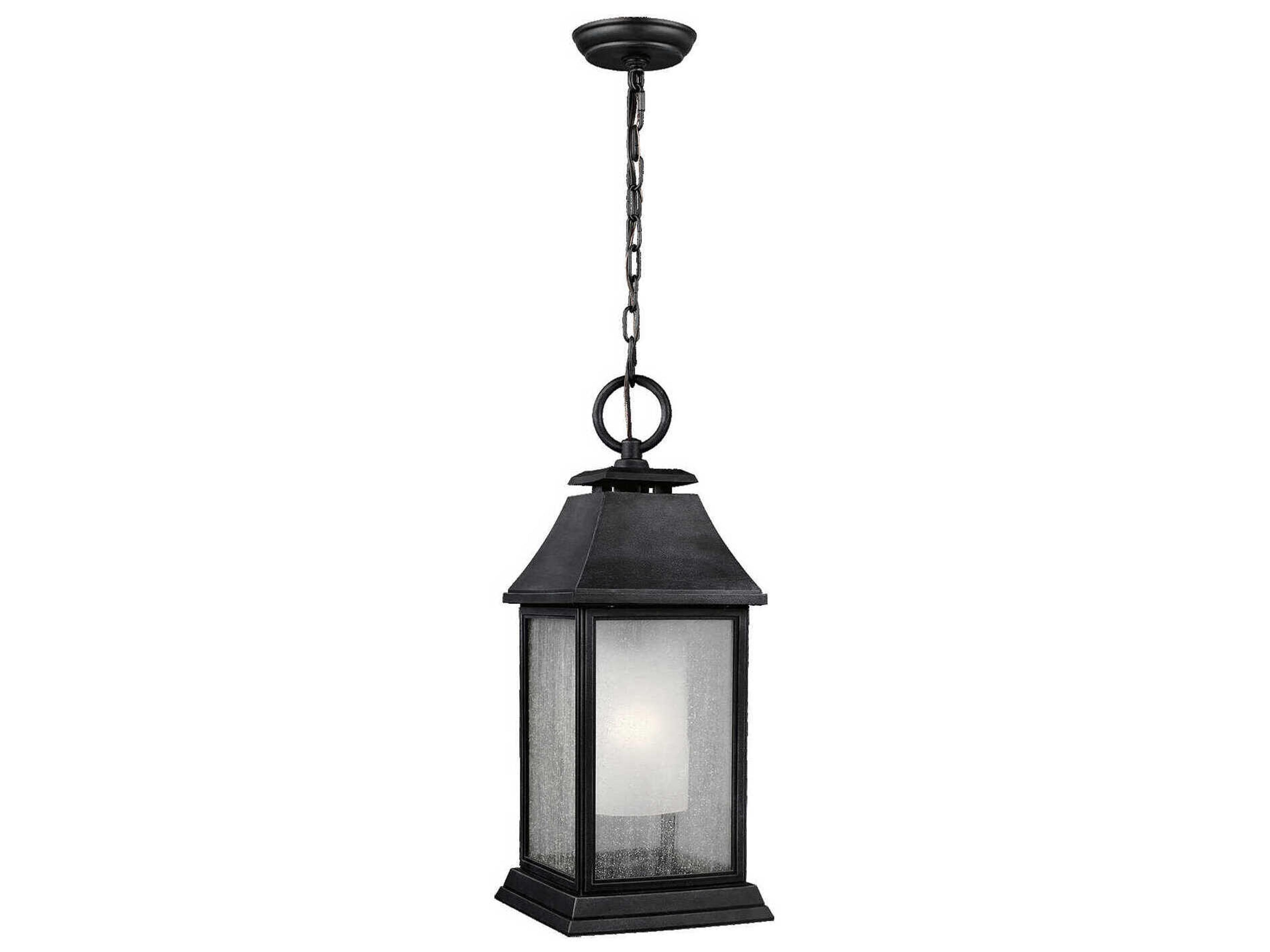Shepherd Outdoor Pendant Dark Weathered Zinc Clear Seeded Glass