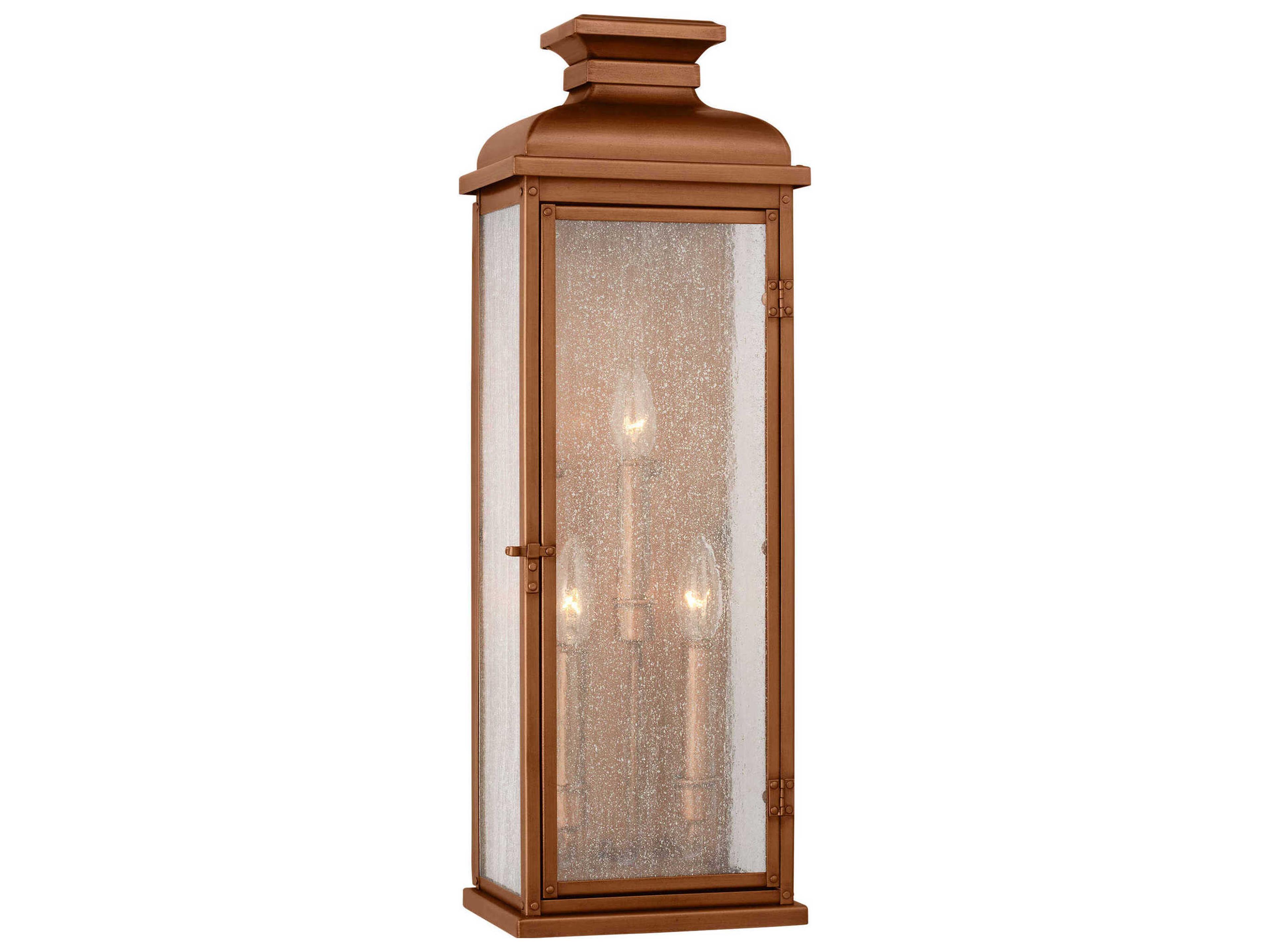 Pediment 3-Light Outdoor Wall Lantern Natural Copper