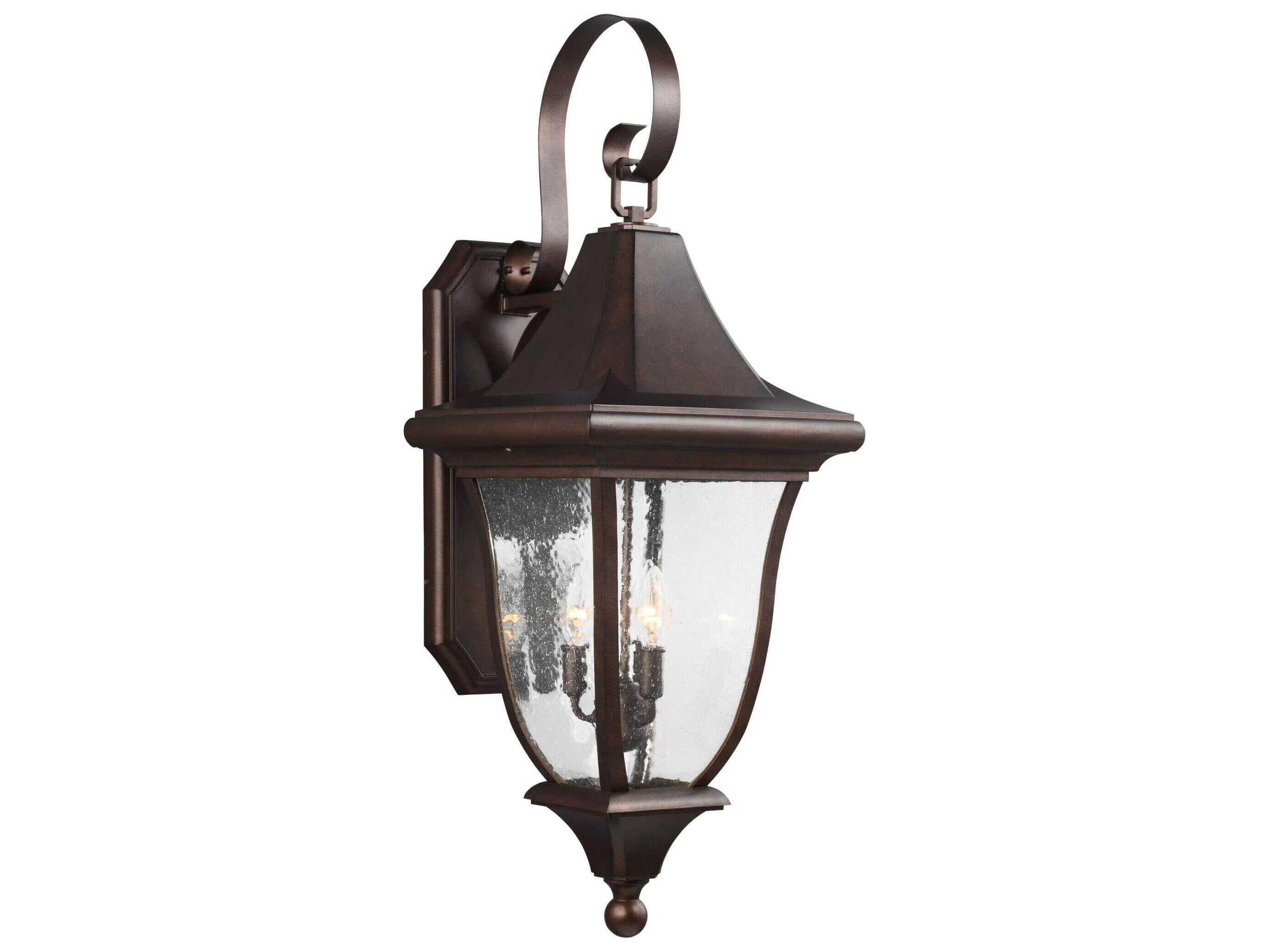 Outdoor Wall Lantern Oakmont Patina Bronze Seeded Glass