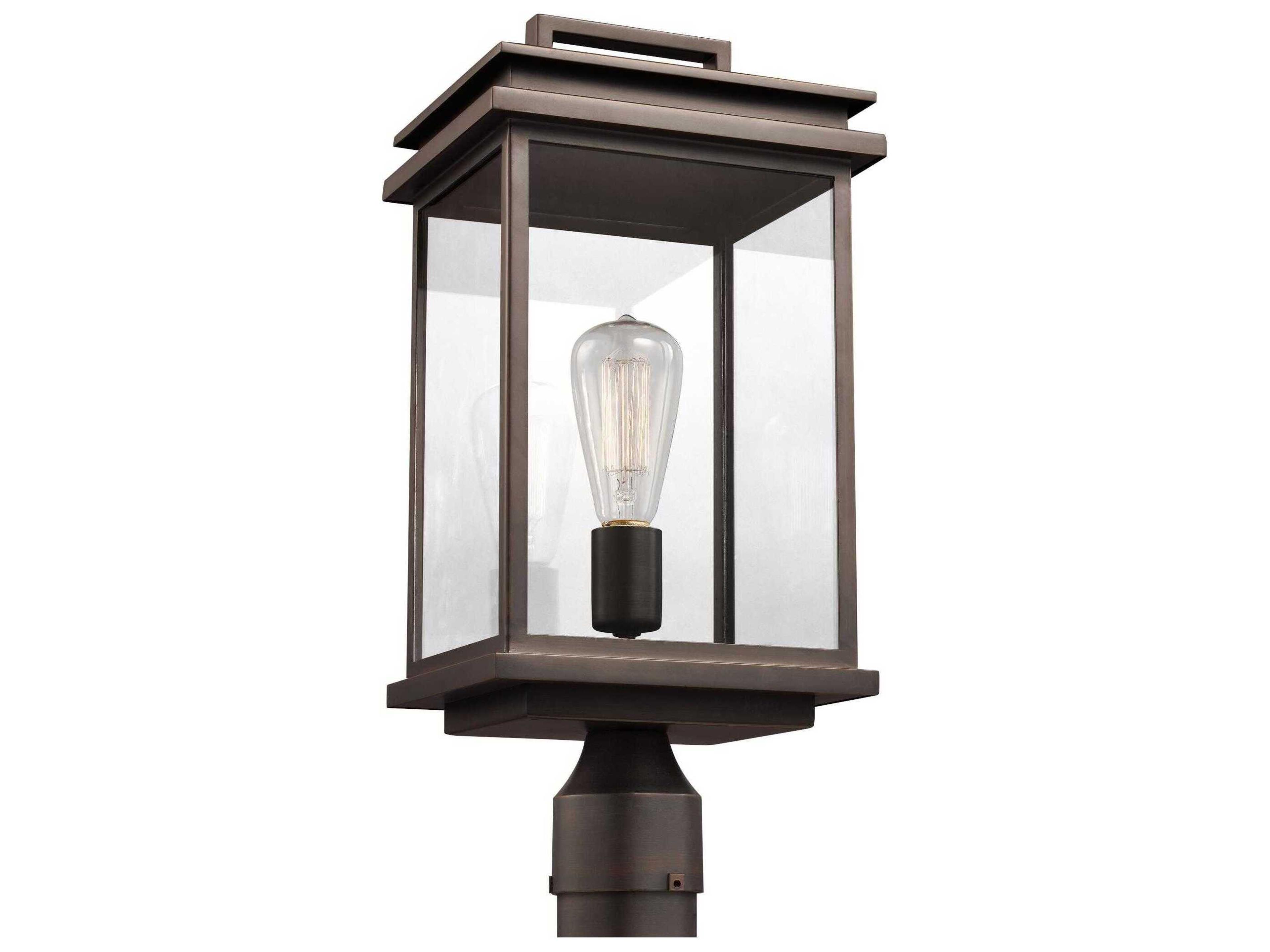 Glenview 1-Light Outdoor Post Lantern Antique Bronze Clear Glass