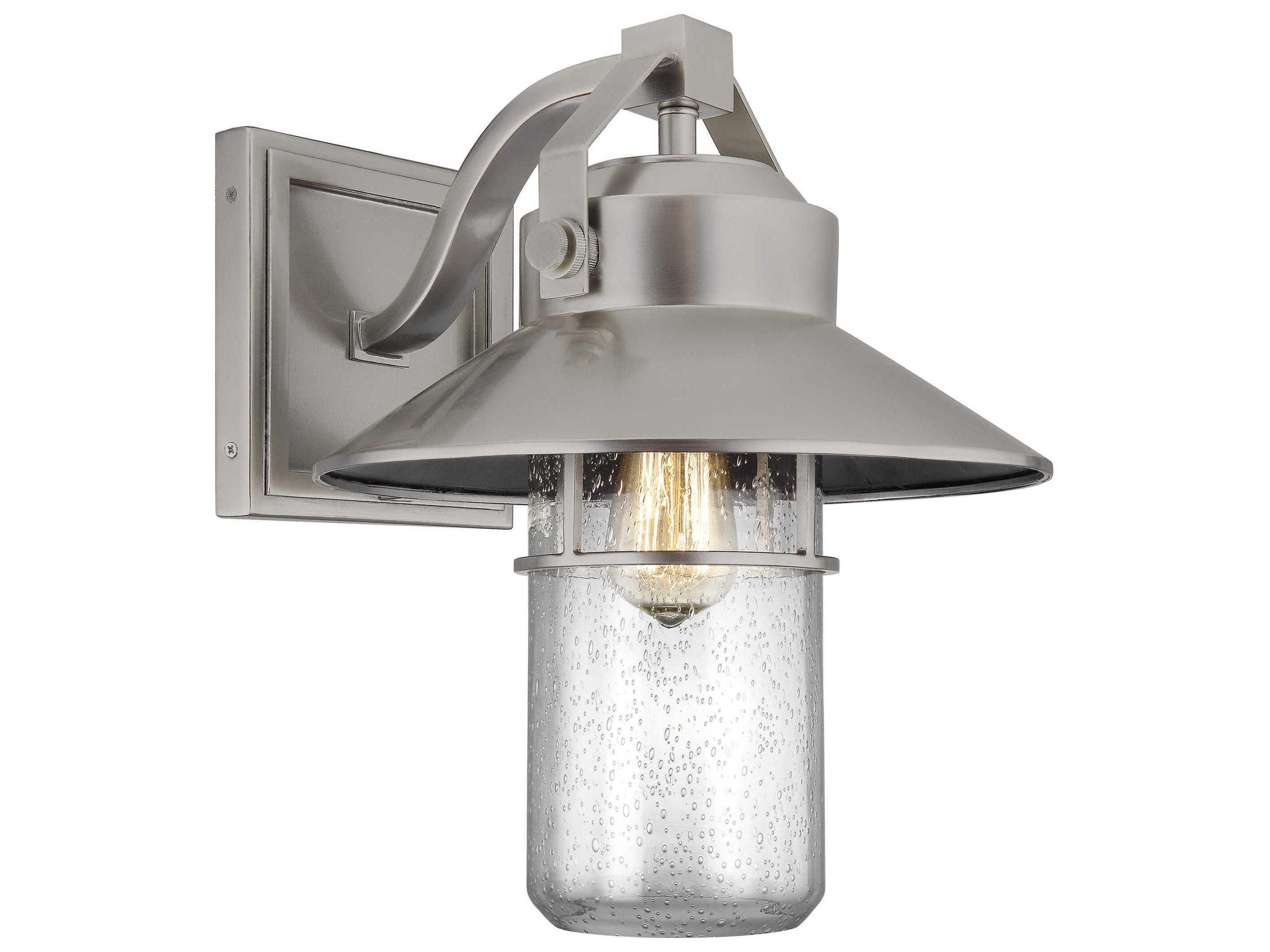 Boynton Outdoor Wall Sconce Painted Brushed Steel Seeded Glass