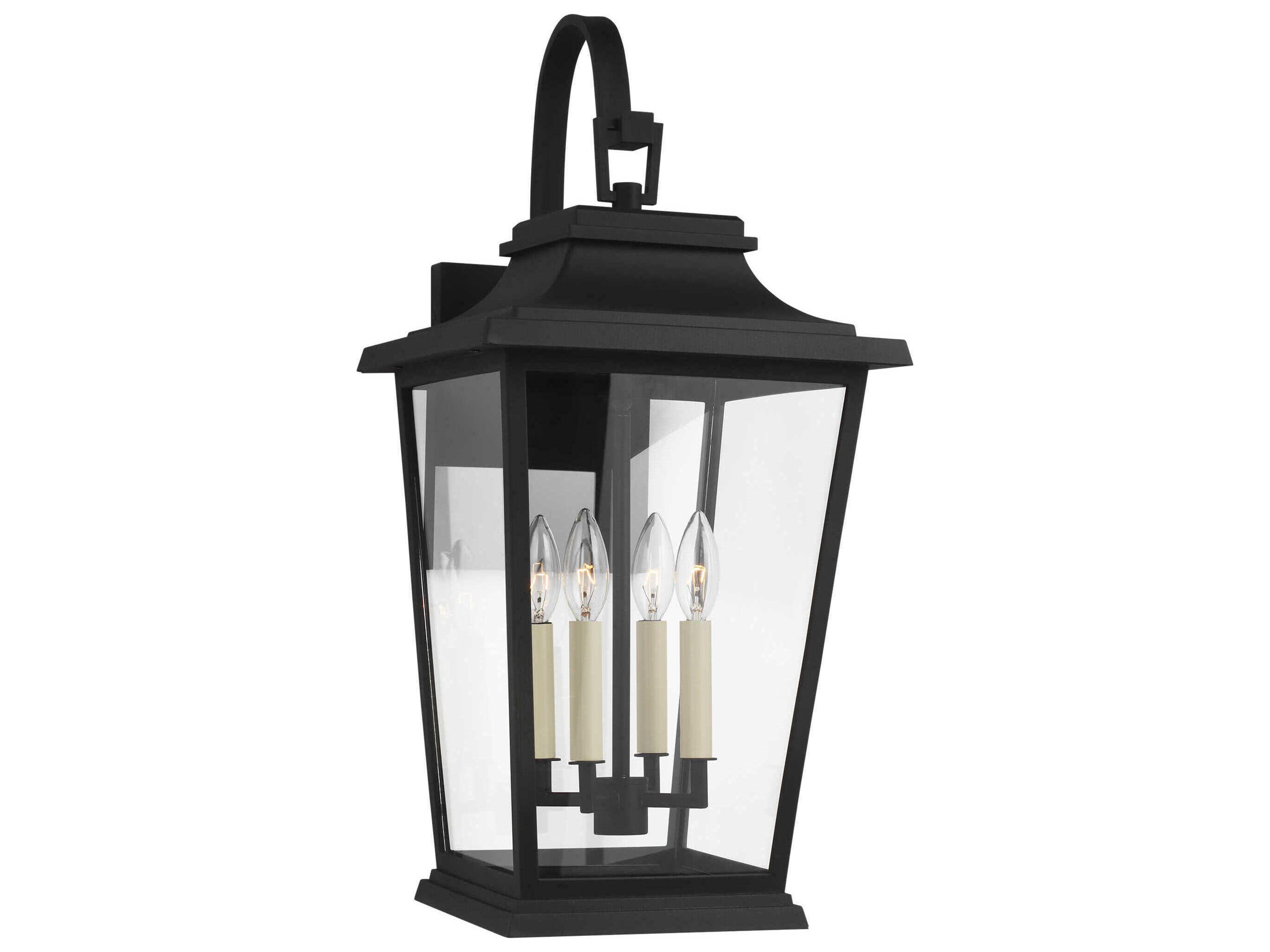 Outdoor Wall Lantern Warren Large Textured Black 4-Light