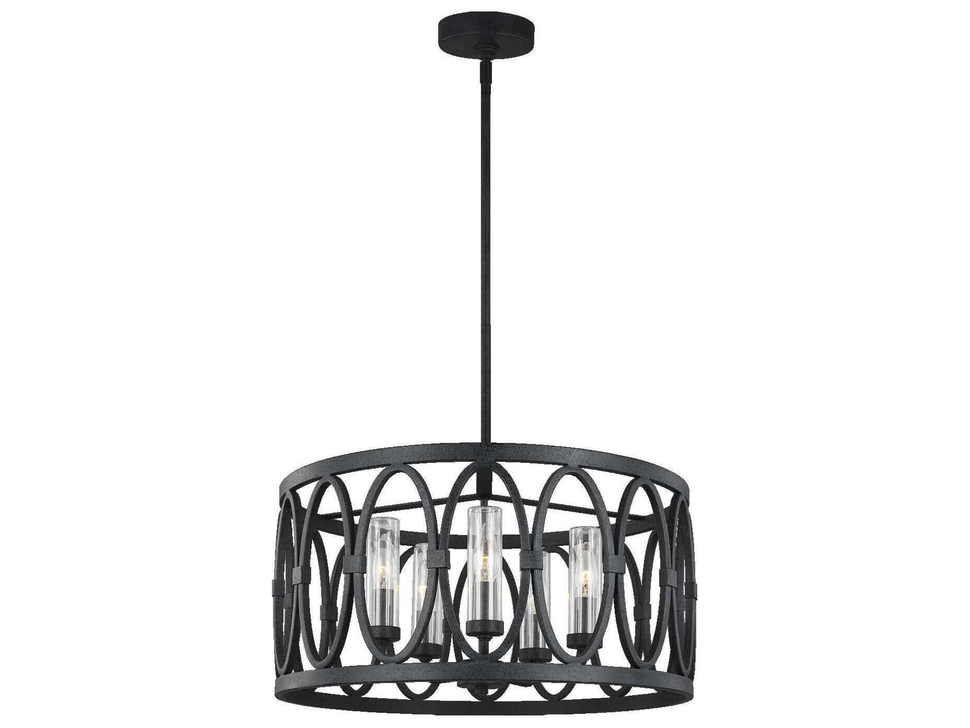 Patrice 5-Light Dark Weathered Zinc Outdoor Chandelier