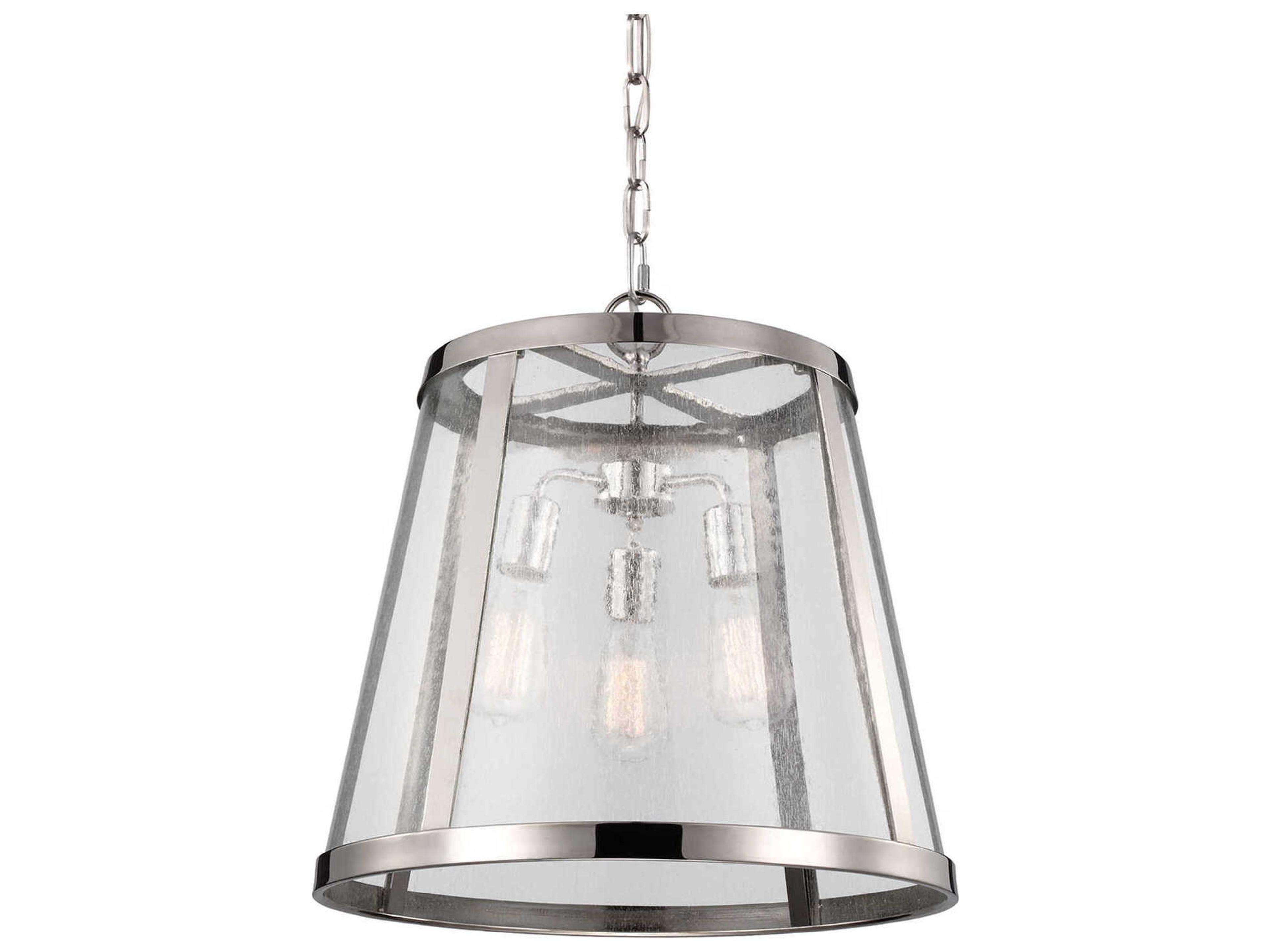 Harrow 3-Light Pendant Polished Nickel Clear Seeded Glass