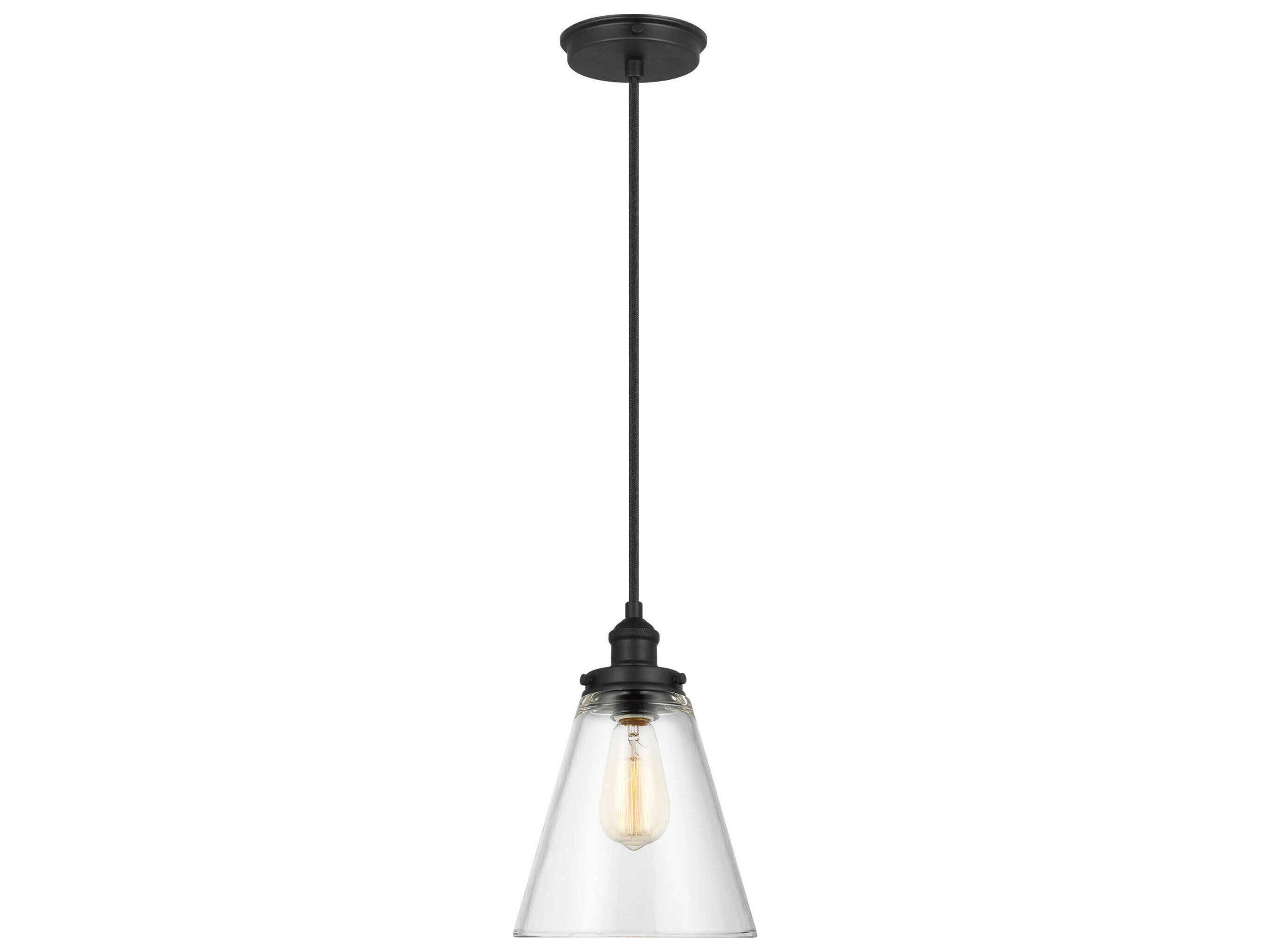 Cone Pendant Baskin Midnight Black Clear Glass