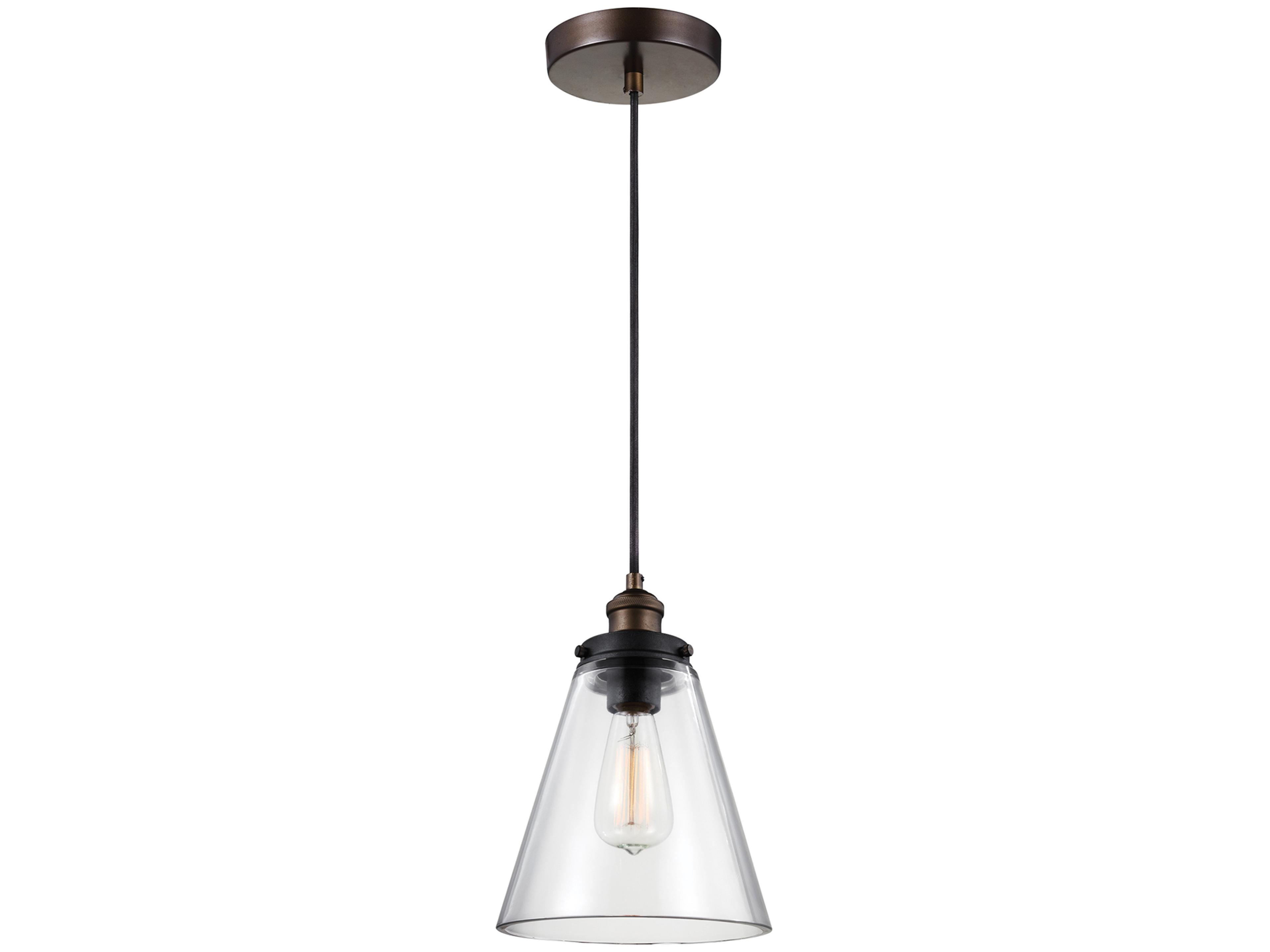Baskin 1-Light Cone Pendant Painted Aged Brass and Dark Weathered Zinc