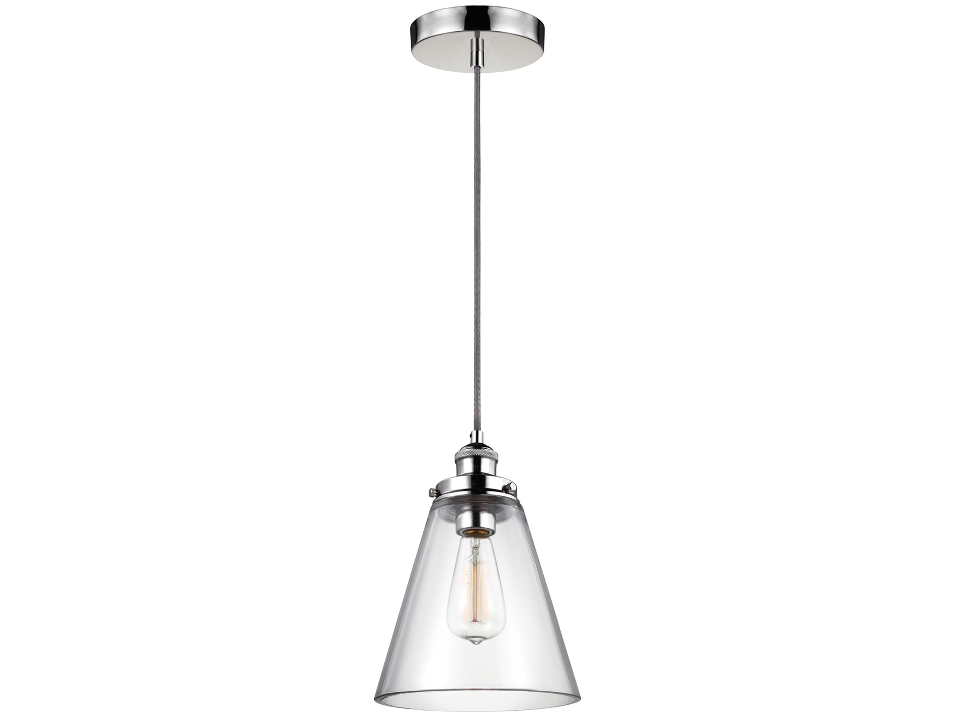 Baskin Cone Pendant Light Polished Nickel Clear Glass