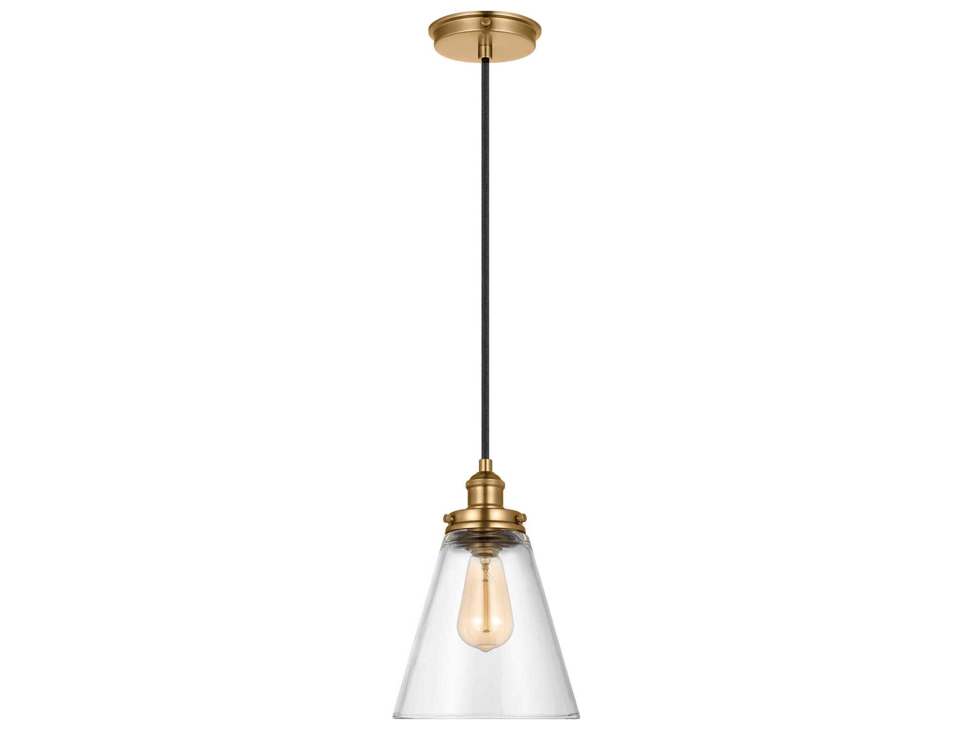Visual Comfort Studio Baskin 1-Light Satin Brass Mini Pendant