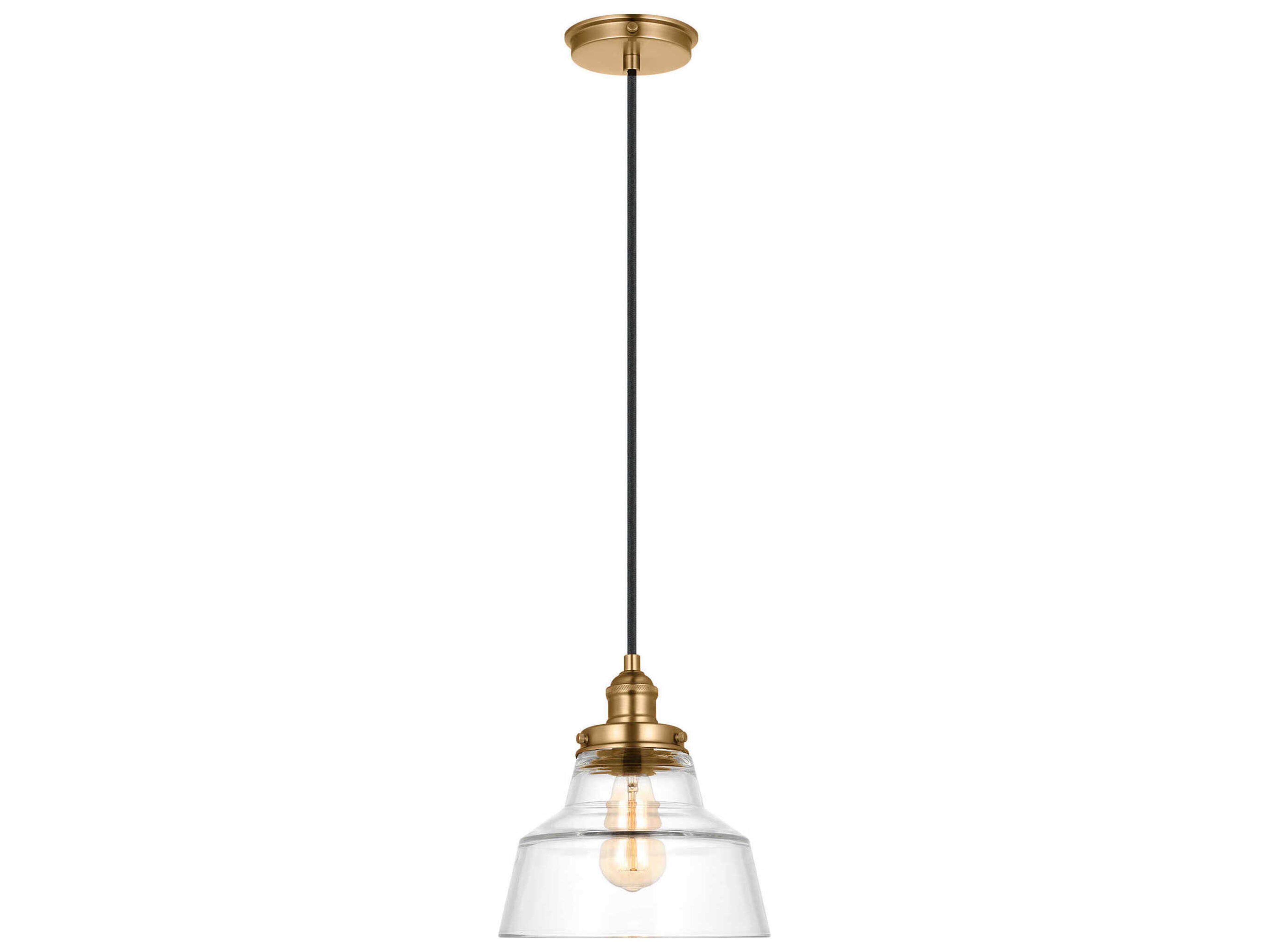 Baskin 1 Light Pendant Satin Brass Clear Glass