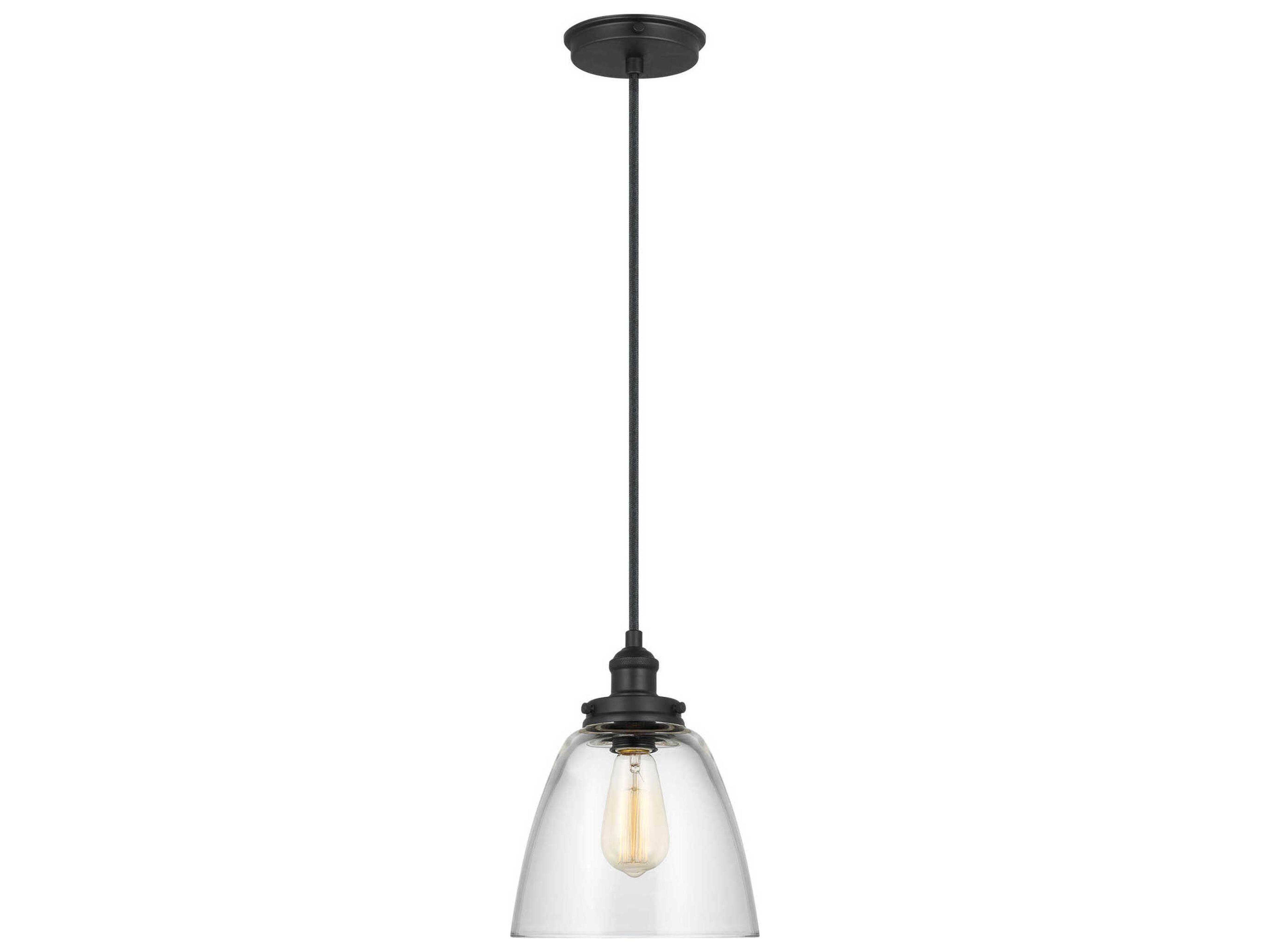 Baskin Dome Pendant Midnight Black Clear Glass