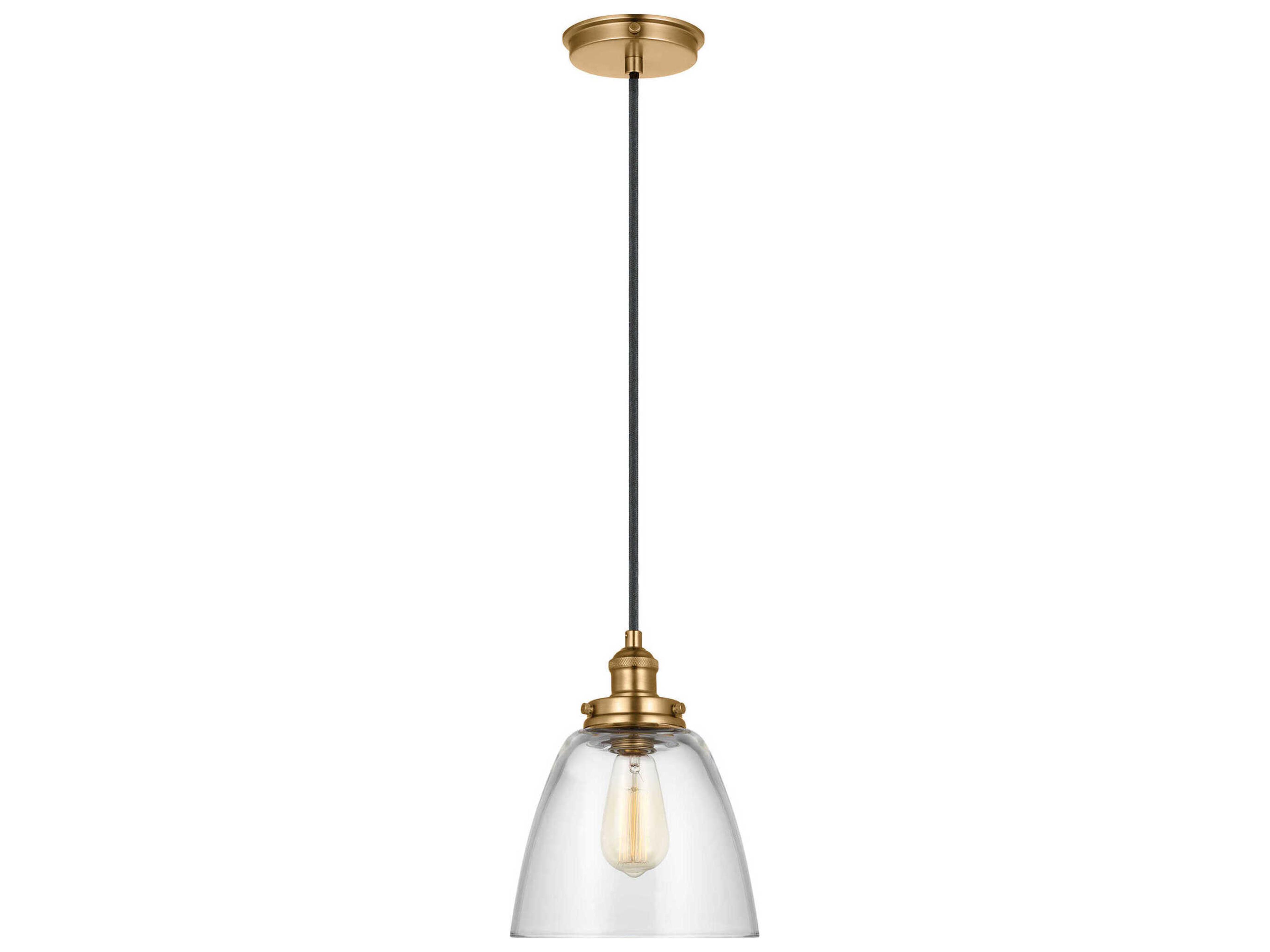 Baskin Dome Pendant Satin Brass Clear Glass