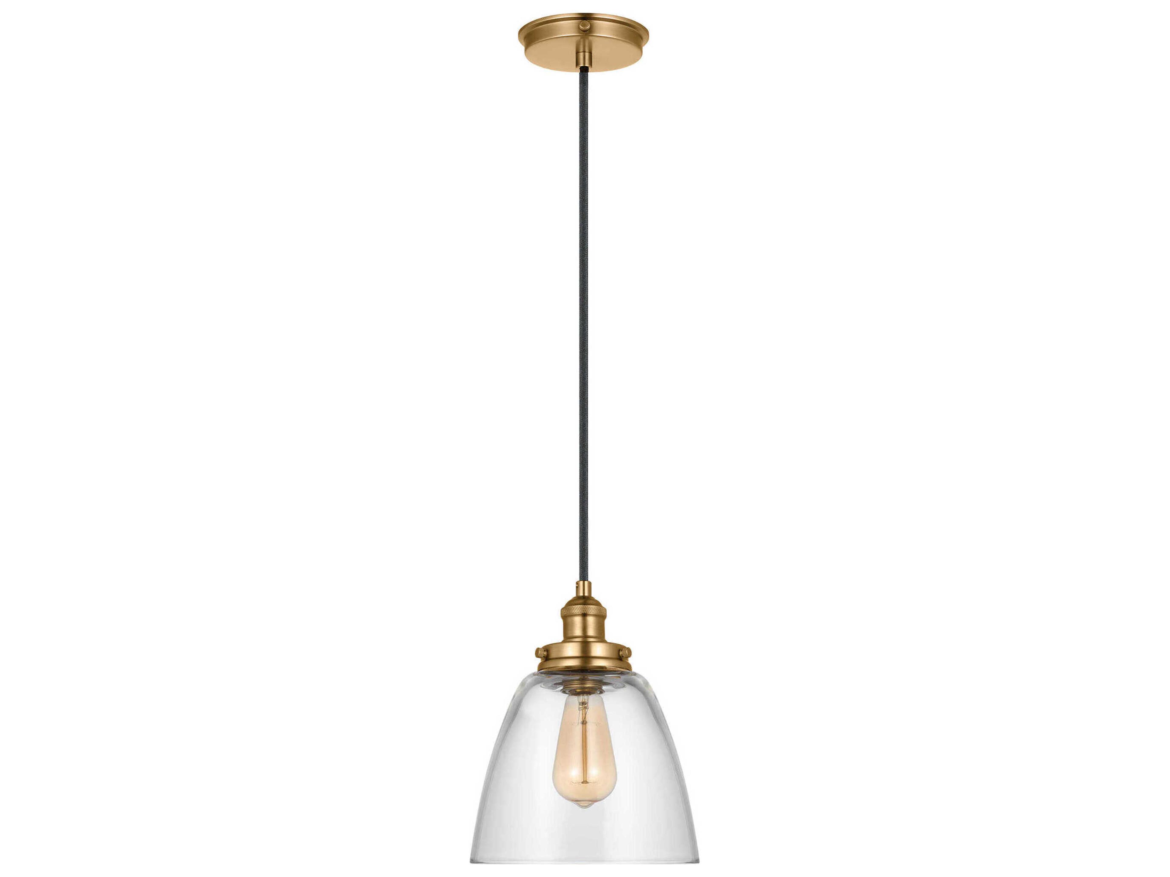 Visual Comfort Studio Baskin 1-Light Satin Brass Mini Pendant